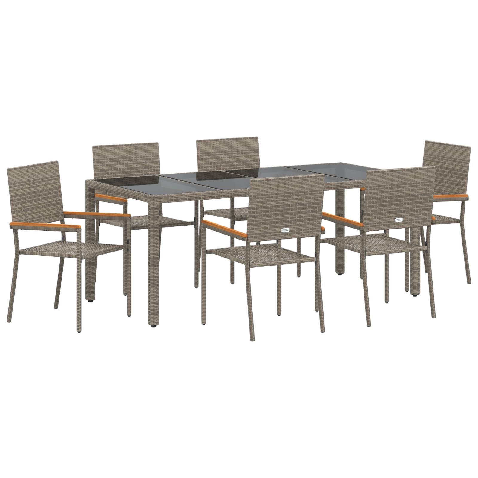 vidaXL 7-teilige Garten Essgruppe Grau Poly Rattan