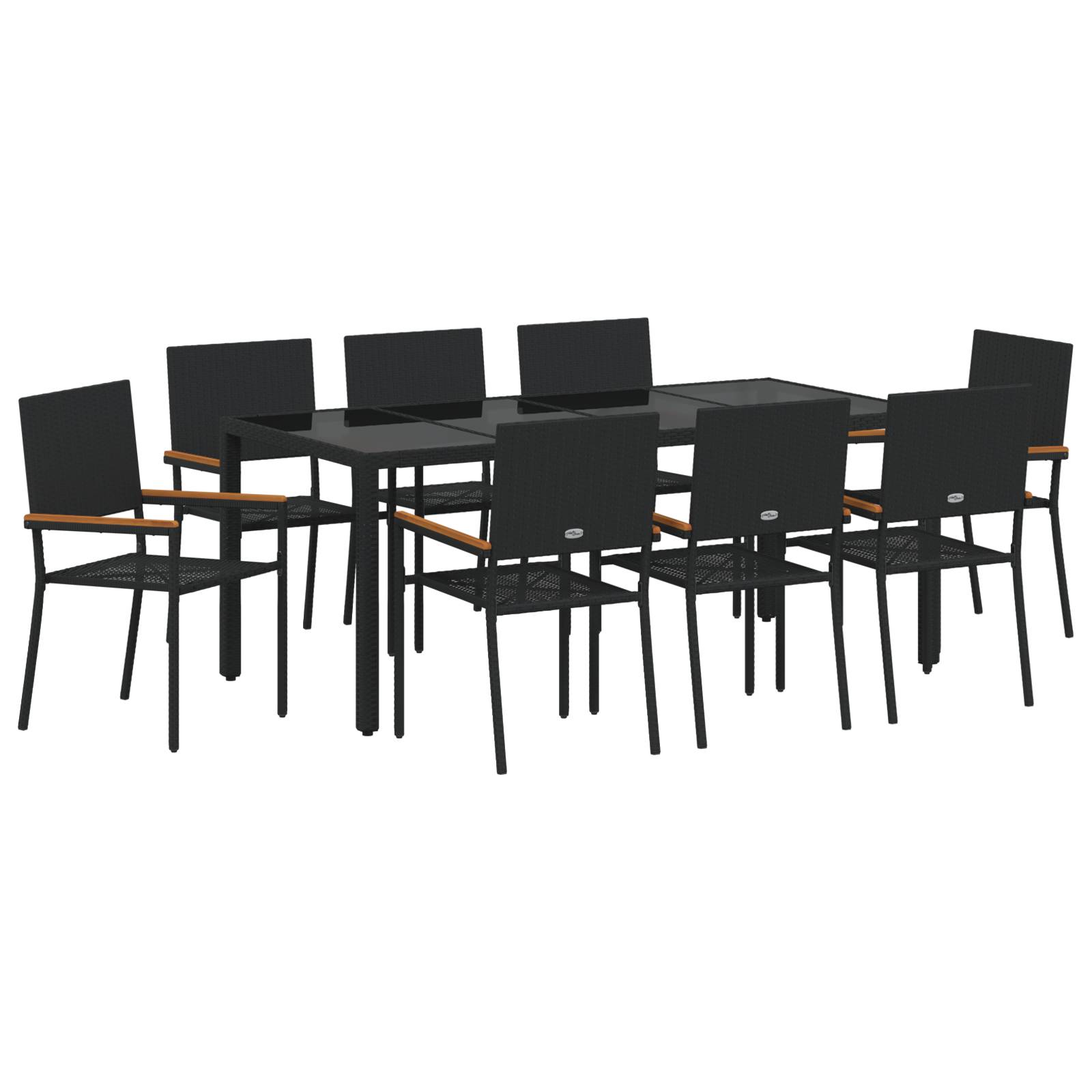 vidaXL 9-teiliges Garten Essset Schwarzes Poly Rattan