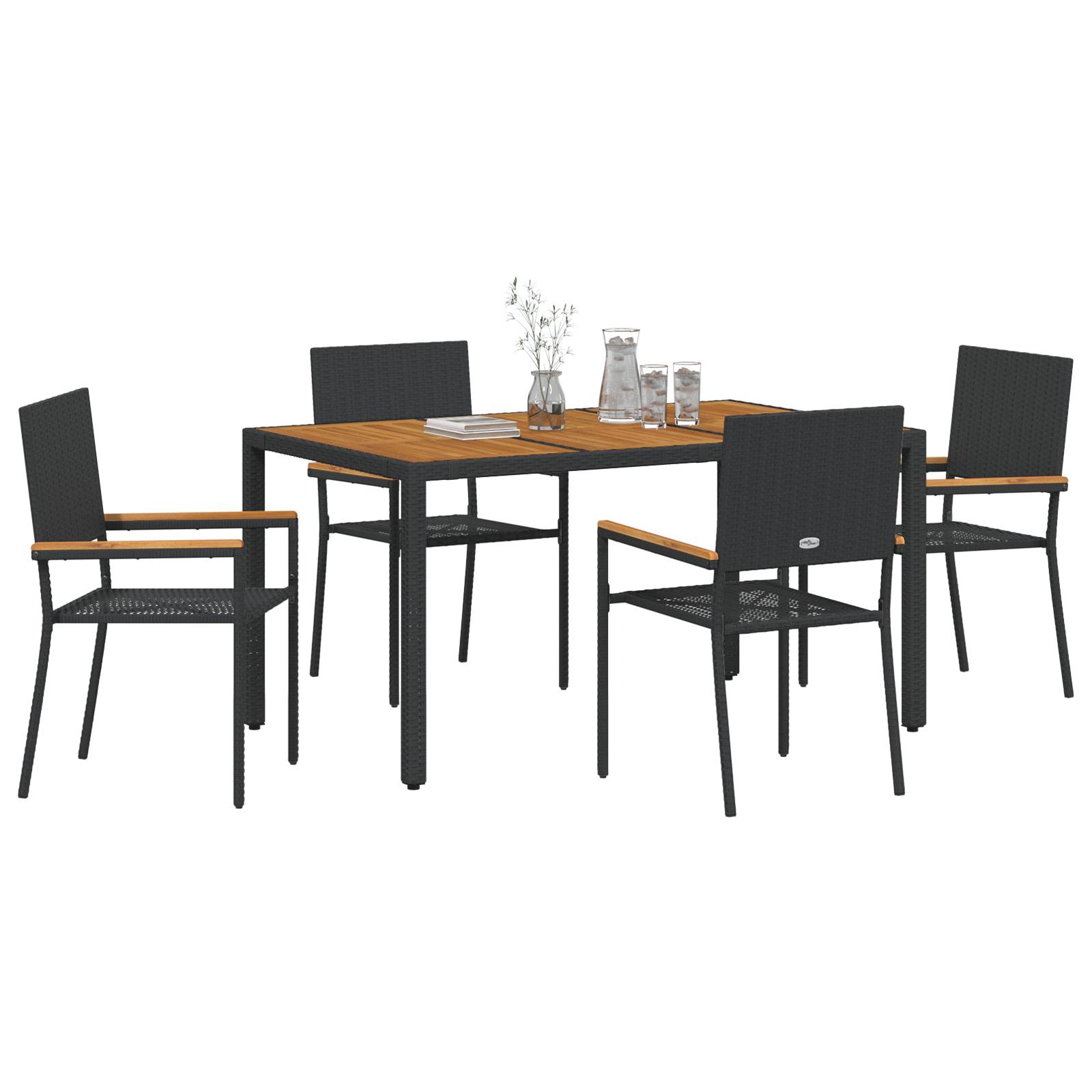 vidaXL 5-teiliges Garten Essset Schwarzes Poly-Rattan