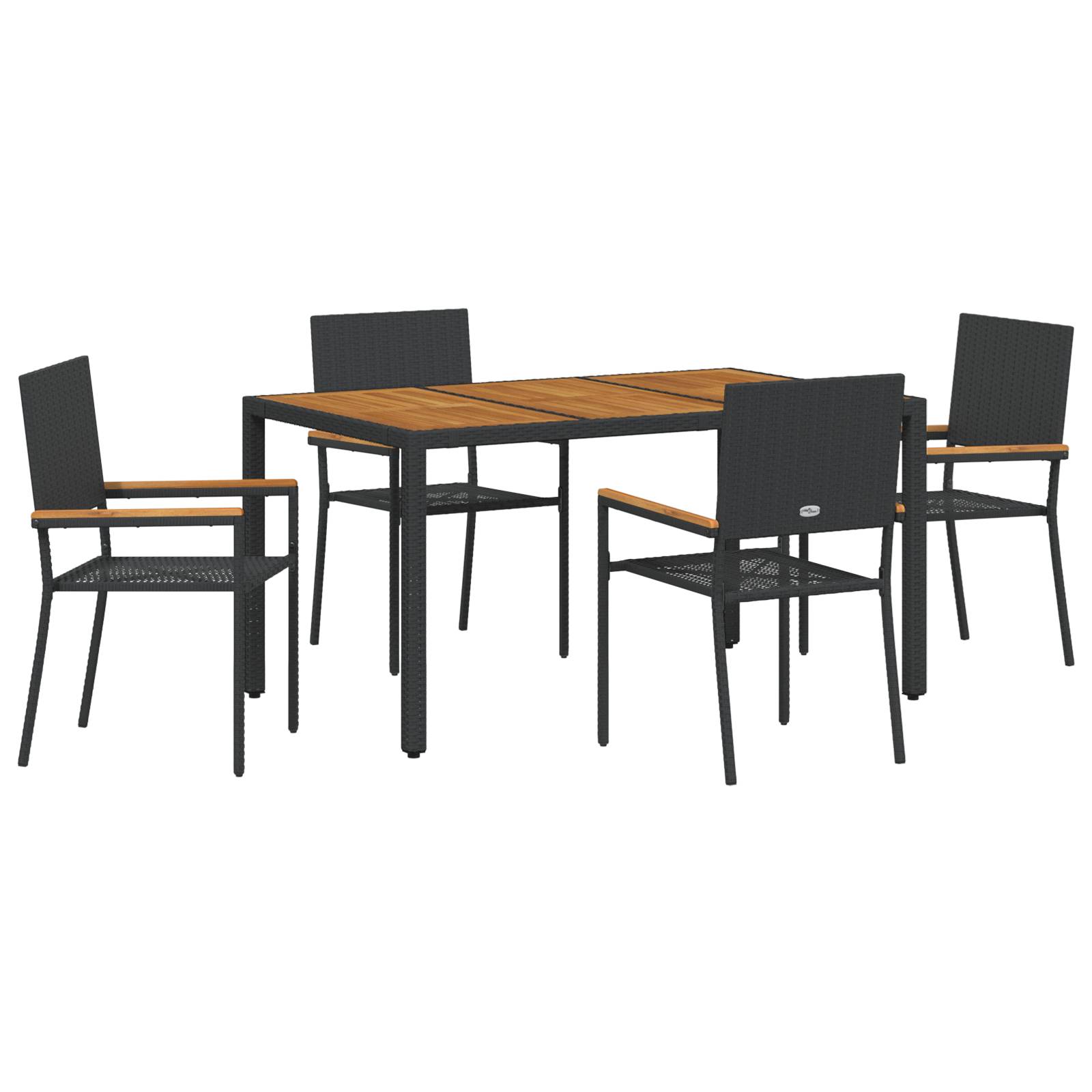 vidaXL 5-teiliges Garten Essset Schwarzes Poly-Rattan