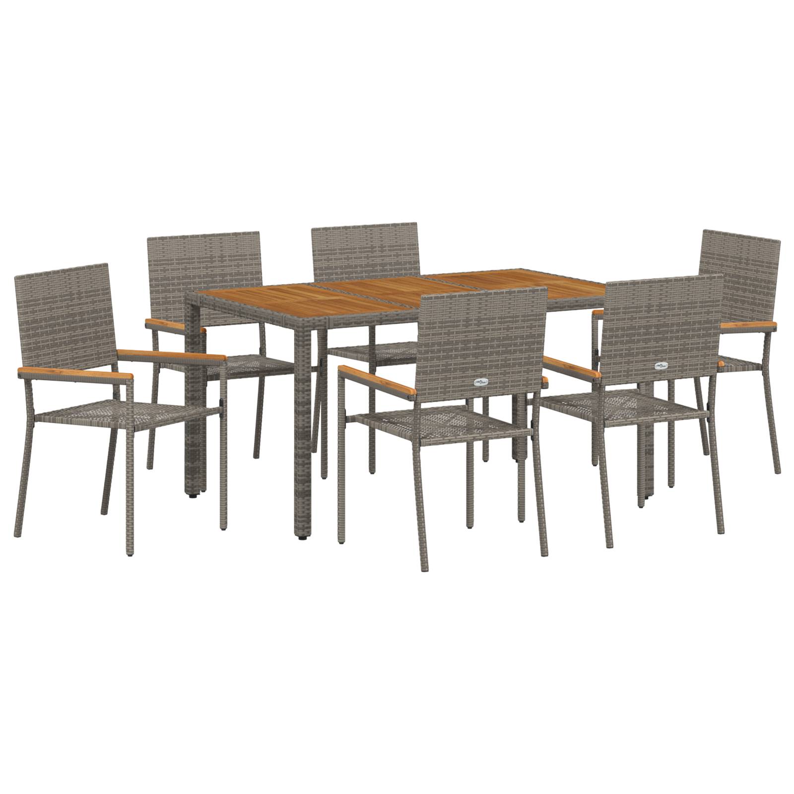 vidaXL 7-teiliges Garten Essset Grau Poly Rattan