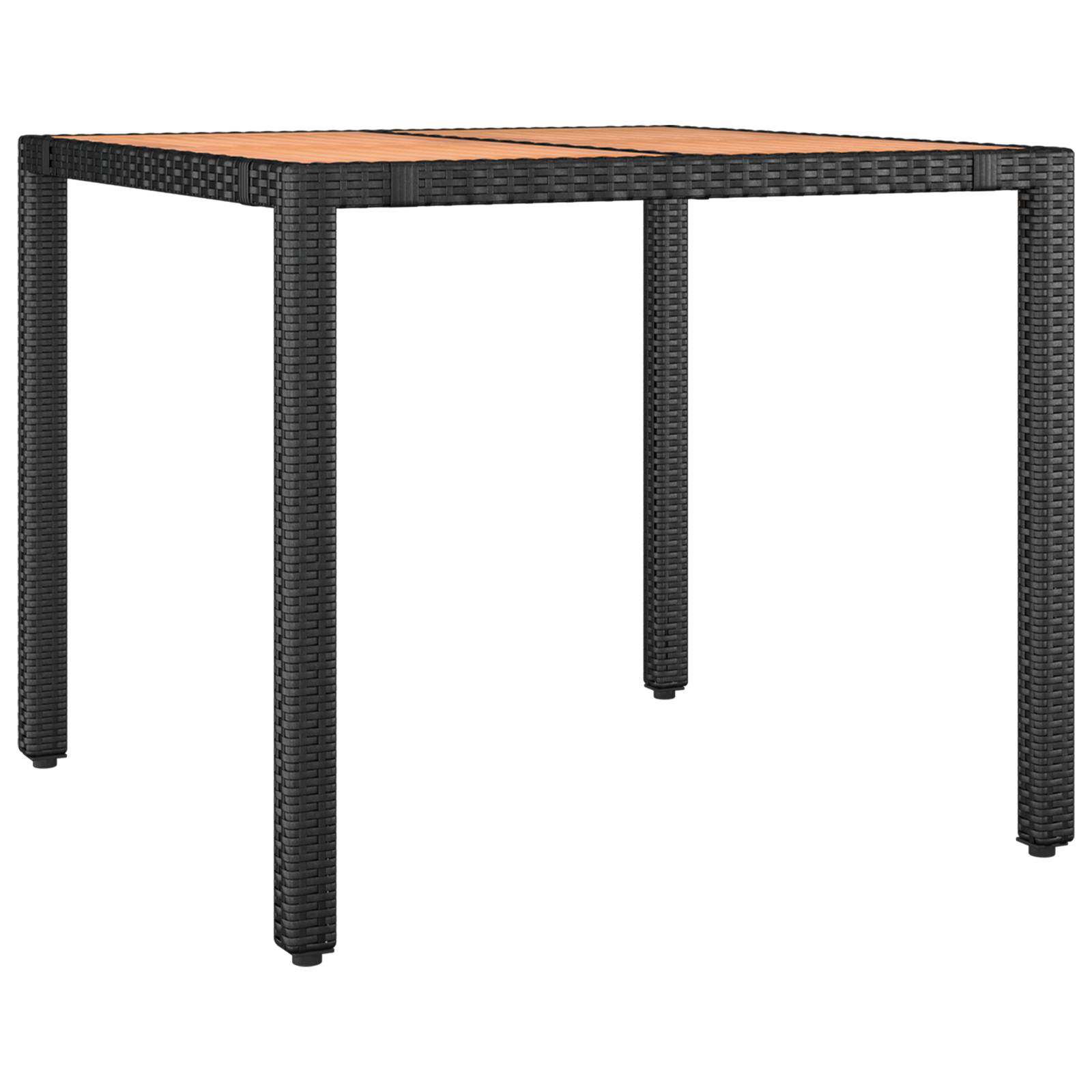 vidaXL 5-teiliges Garten-Essgruppen-Set Schwarz Poly Rattan Akazie