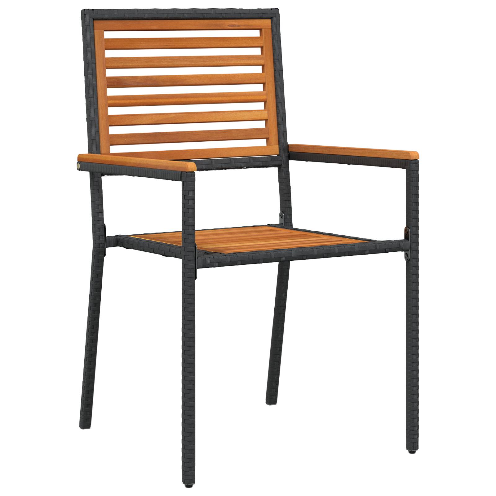 vidaXL 7 Teile Garten Essensemble Schwarz Poly Rattan Akazie