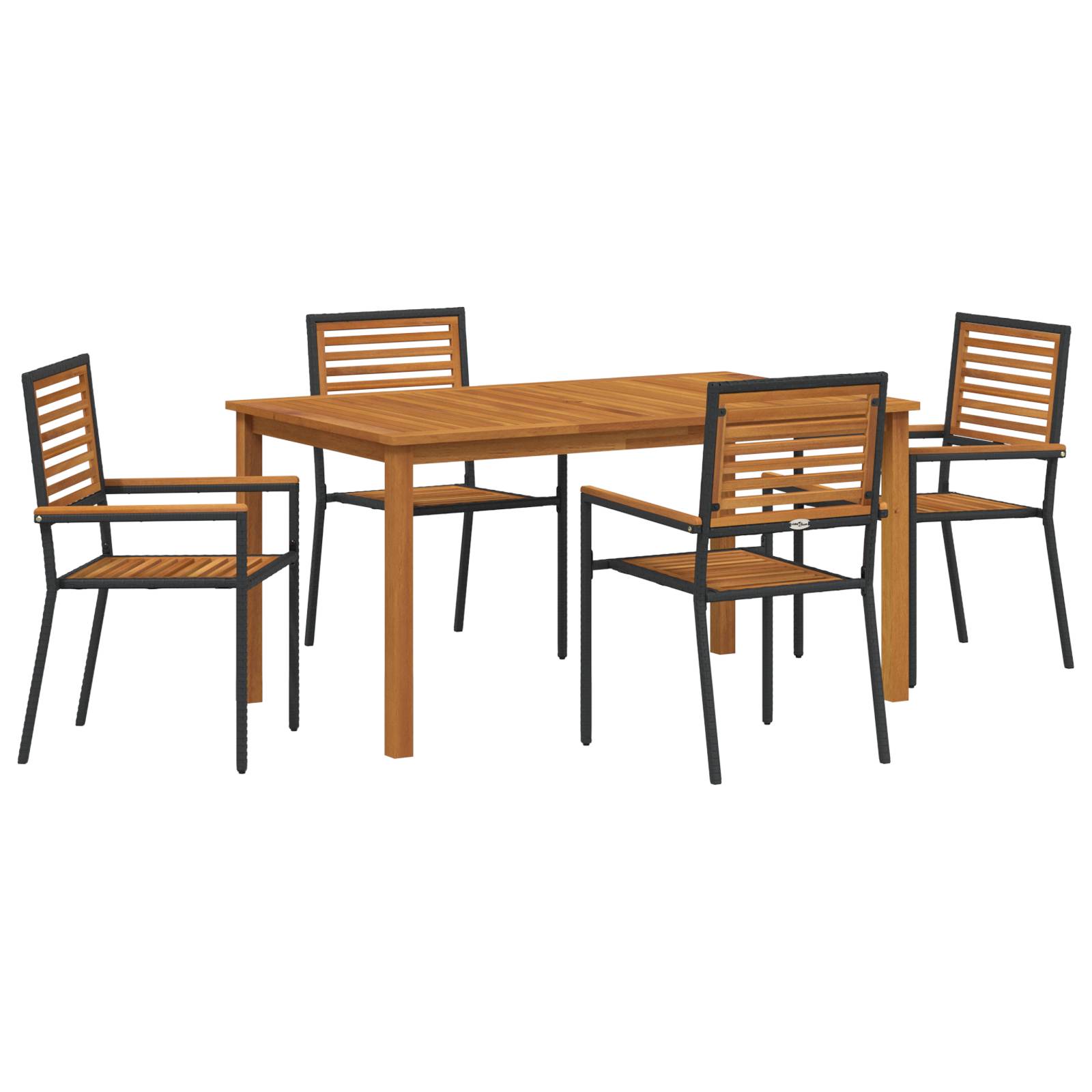 vidaXL 5-teiliges Garten Esszimmer Set Schwarz Polyrattan Akazie