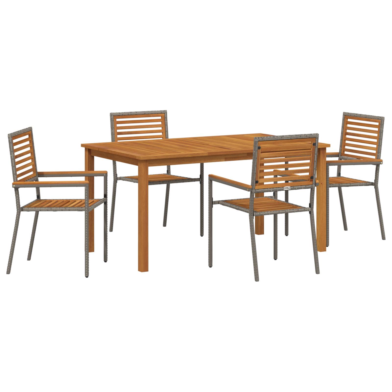 vidaXL 5-teiliges Garten Essset Grau Poly Rattan Akazie