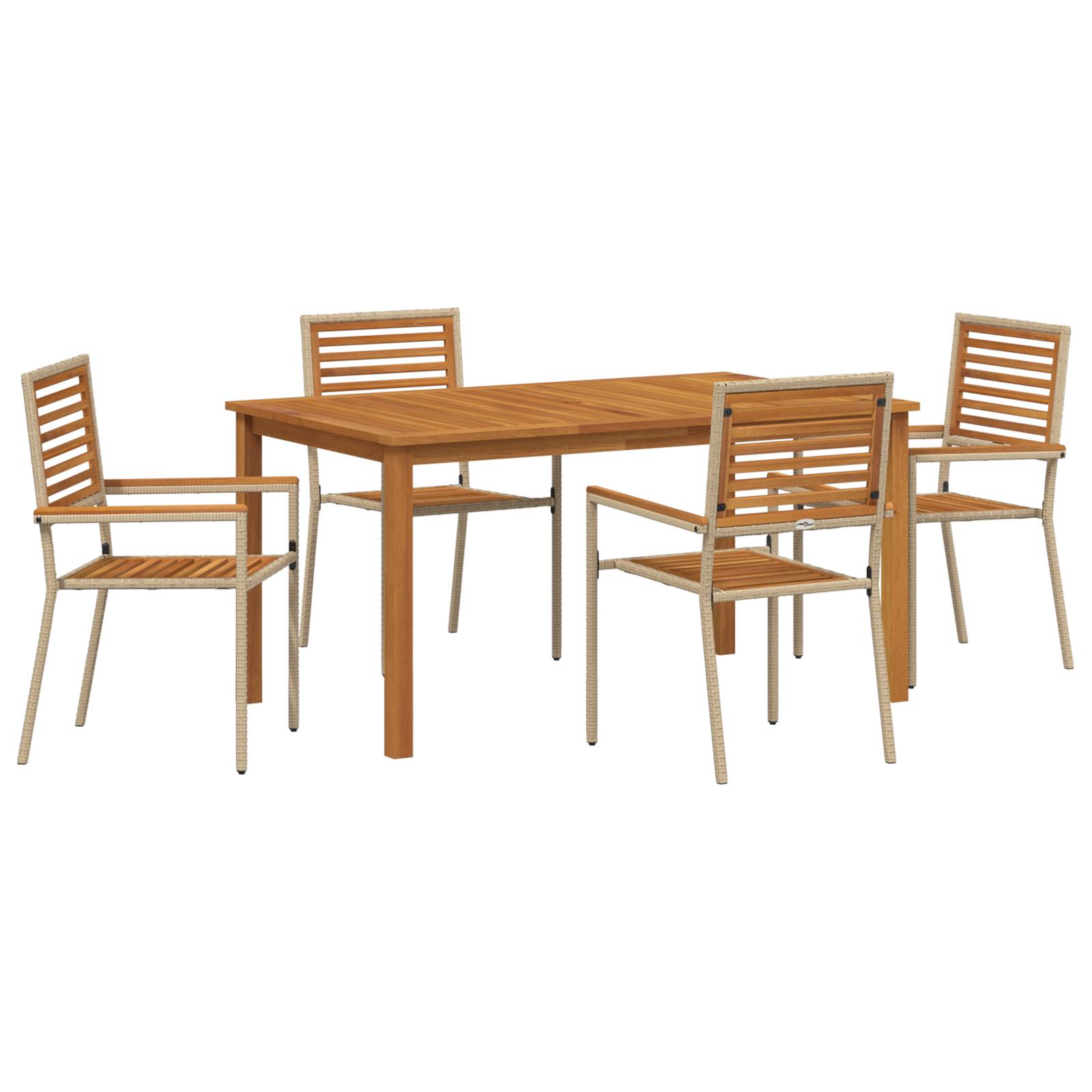 vidaXL 5-teiliges Garten-Essset Beige Poly Rattan Akazie