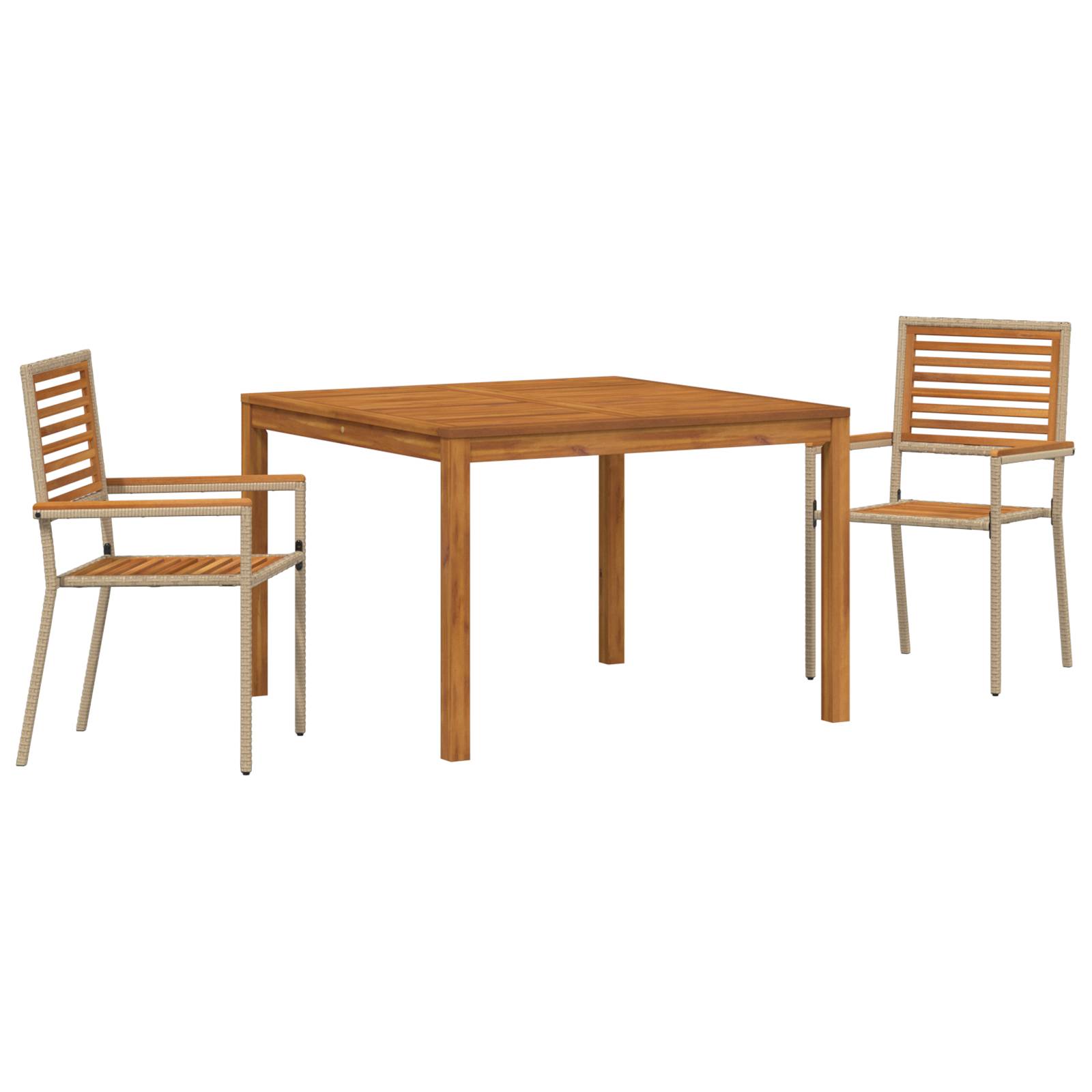 vidaXL 3-teiliges Garten Essset Beige, Poly-Rattan Akazie