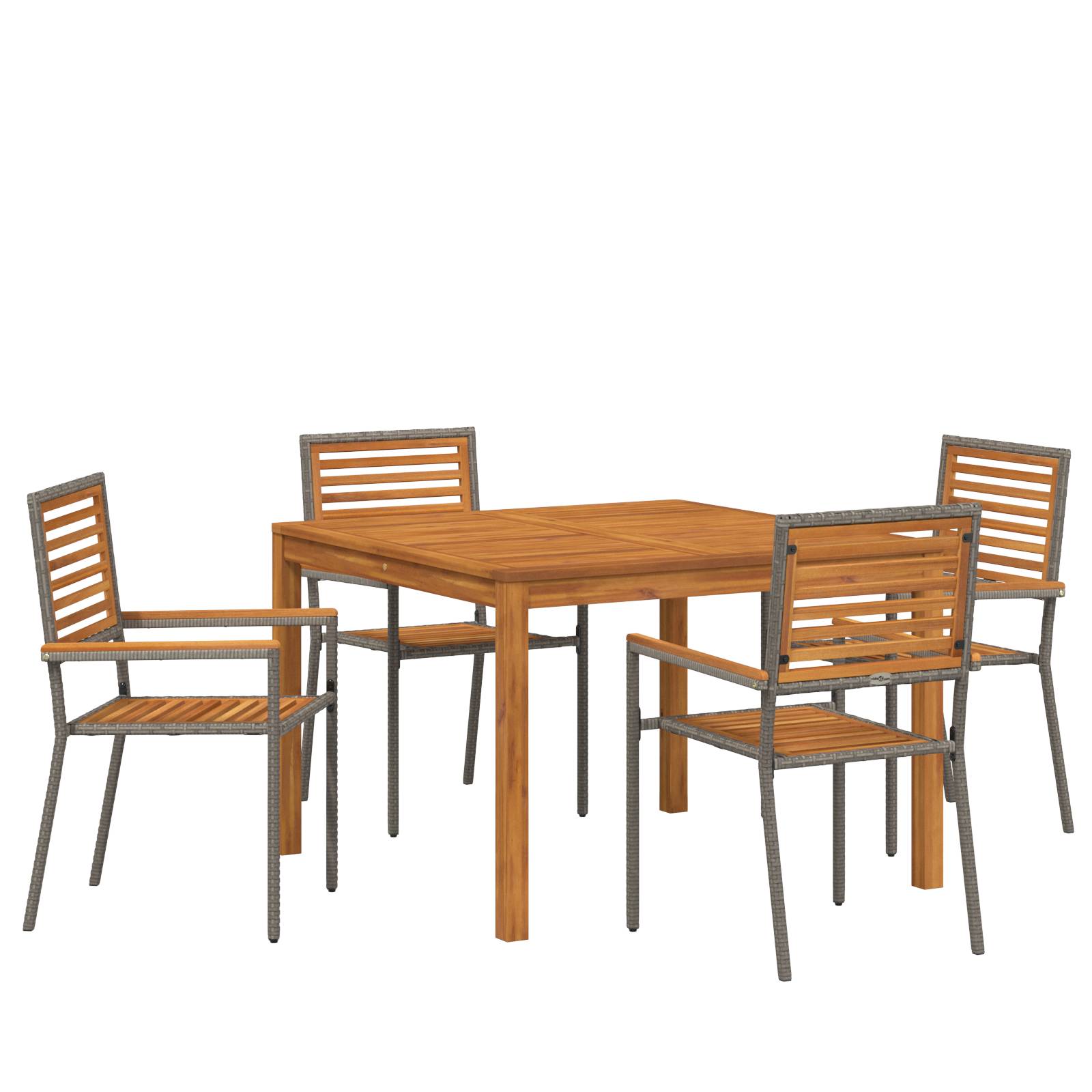 vidaXL 5-teilige Garten Essgruppe Grau Poly-Rattan Akazie