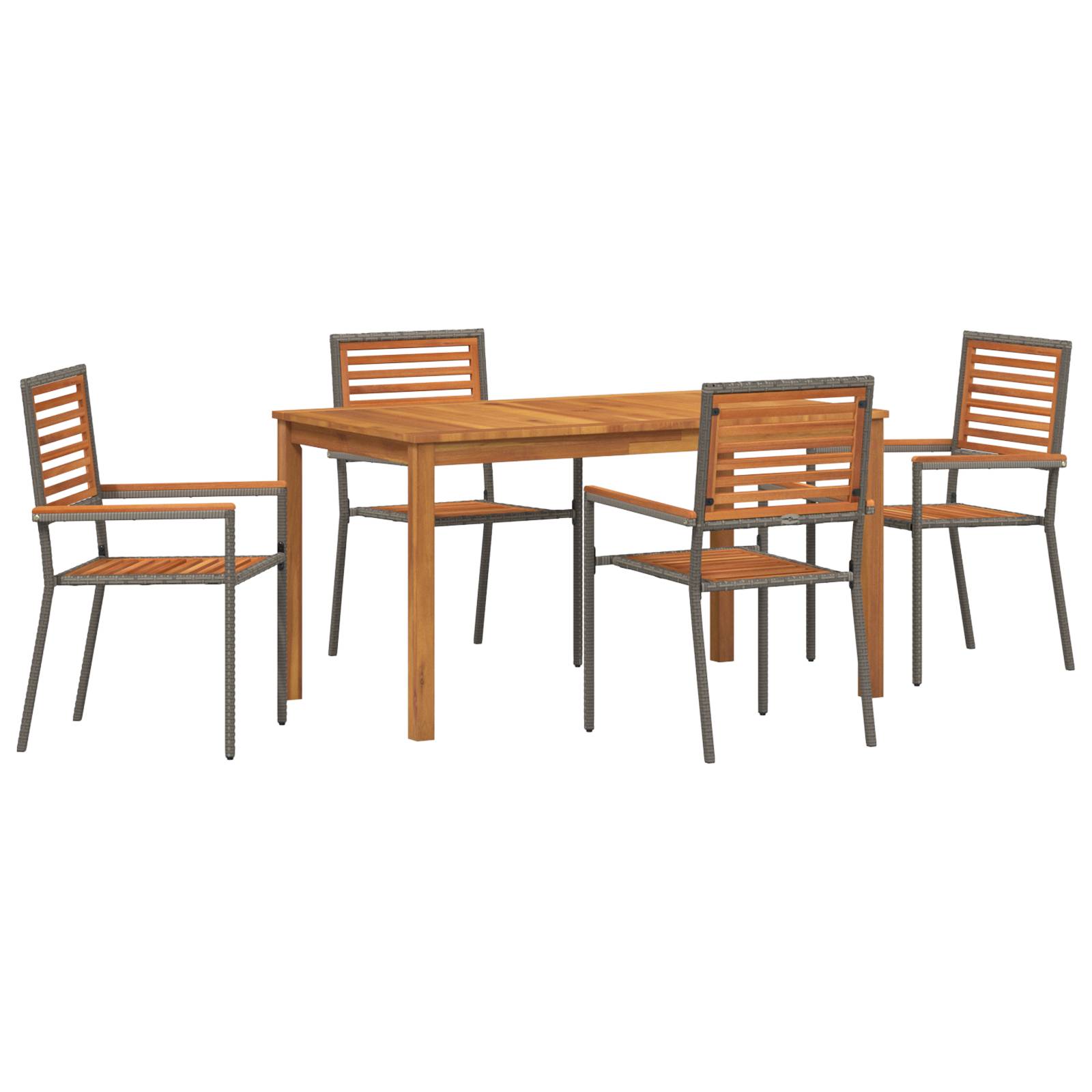 vidaXL 5-teiliges Garten Essset Grau Poly Rattan Akazie