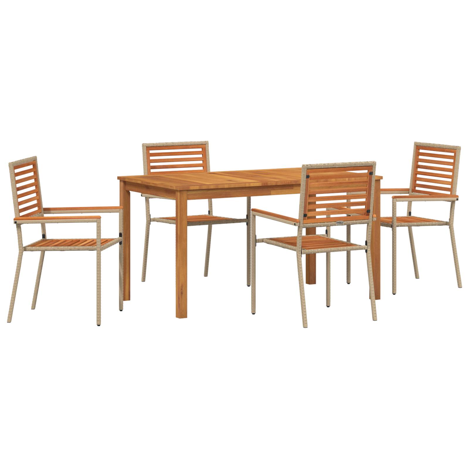 vidaXL 5-teiliges Garten Essset Beige Poly-Rattan Akazie