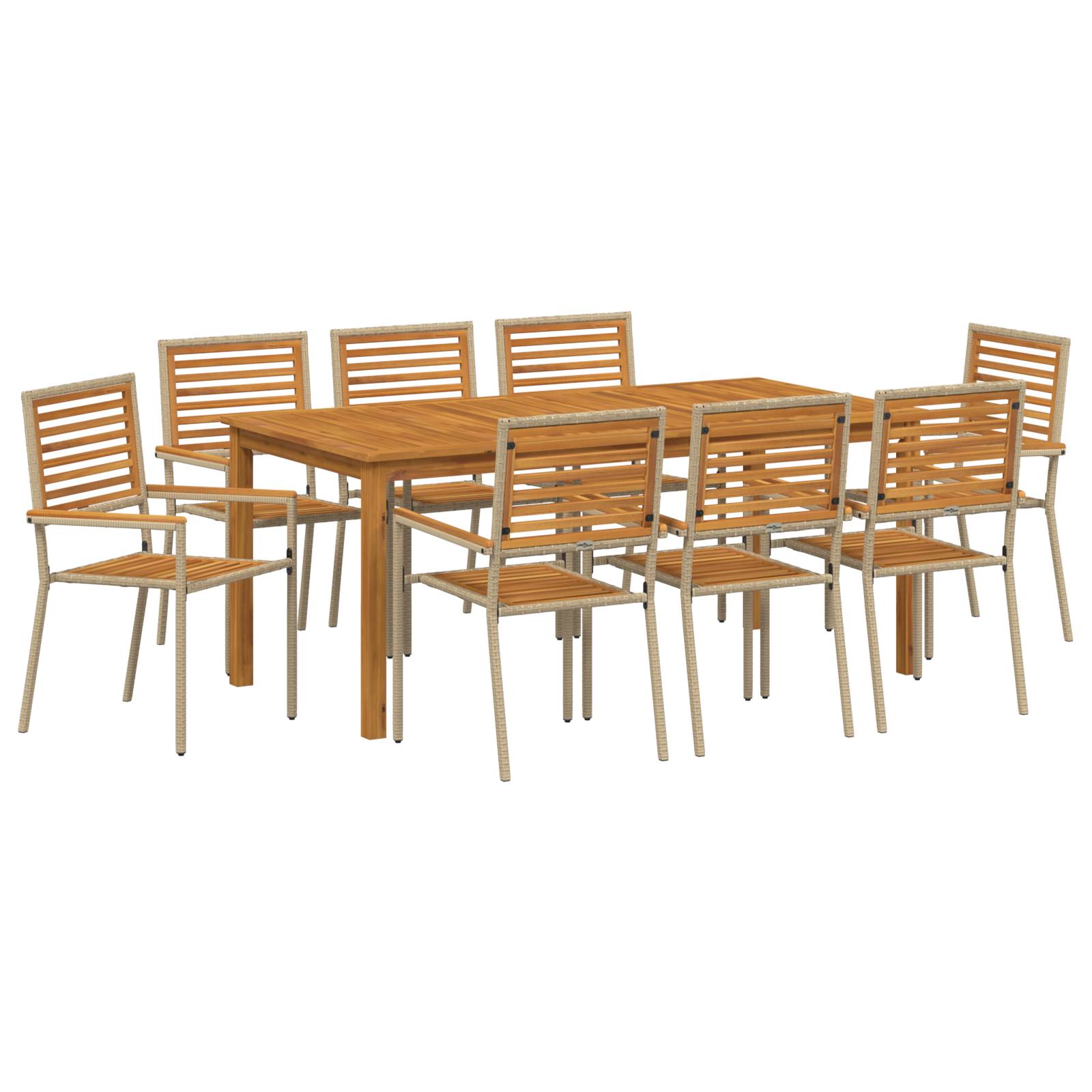 vidaXL 9-teiliges Garten Essset Beige Poly Rattan Akazie