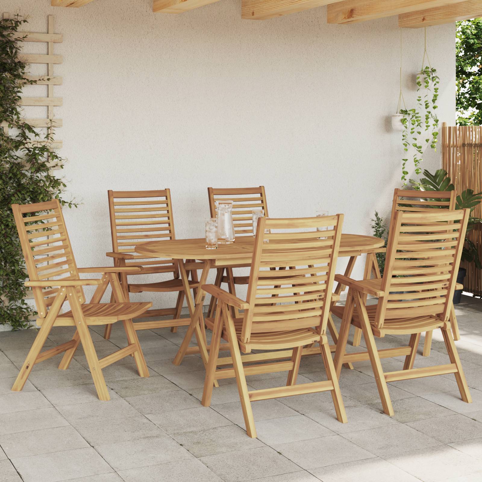 vidaXL 7-teiliges Garten Essbereich Klappbar Massivholz Teak