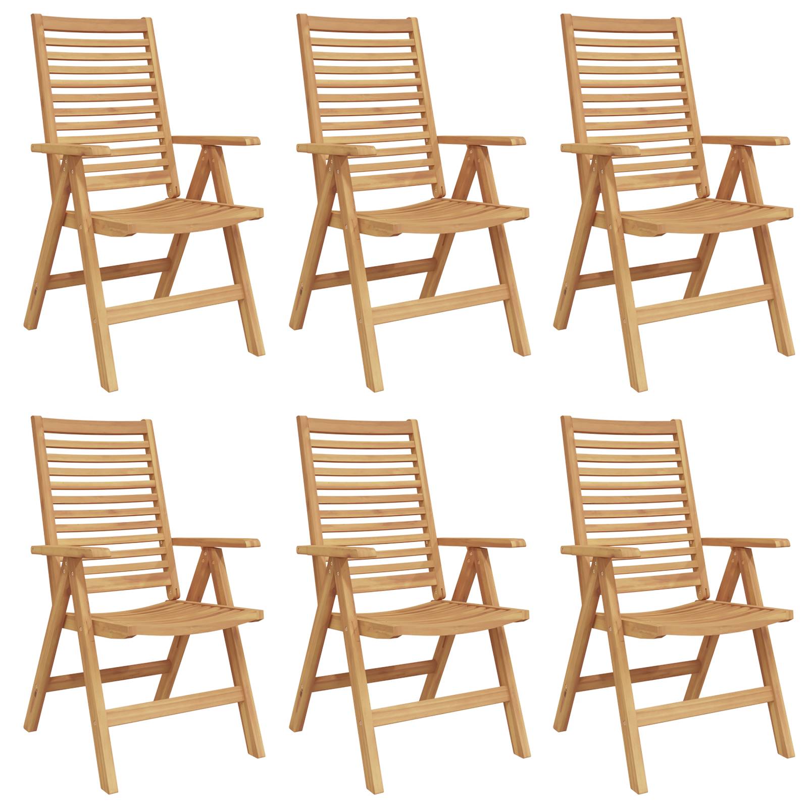 vidaXL Gartenstühle 6 Stk. Klappbar Massivholz Teak