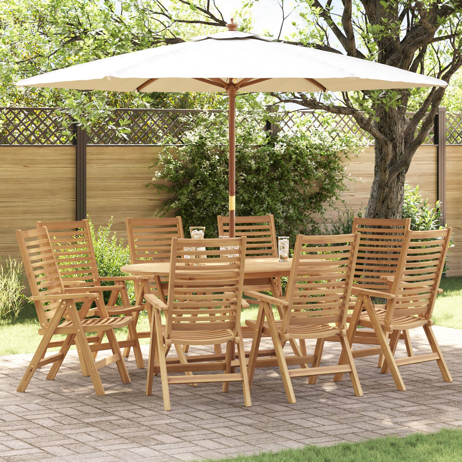 vidaXL Gartenstühle 8 Stk. Klappbar Massivholz Teak