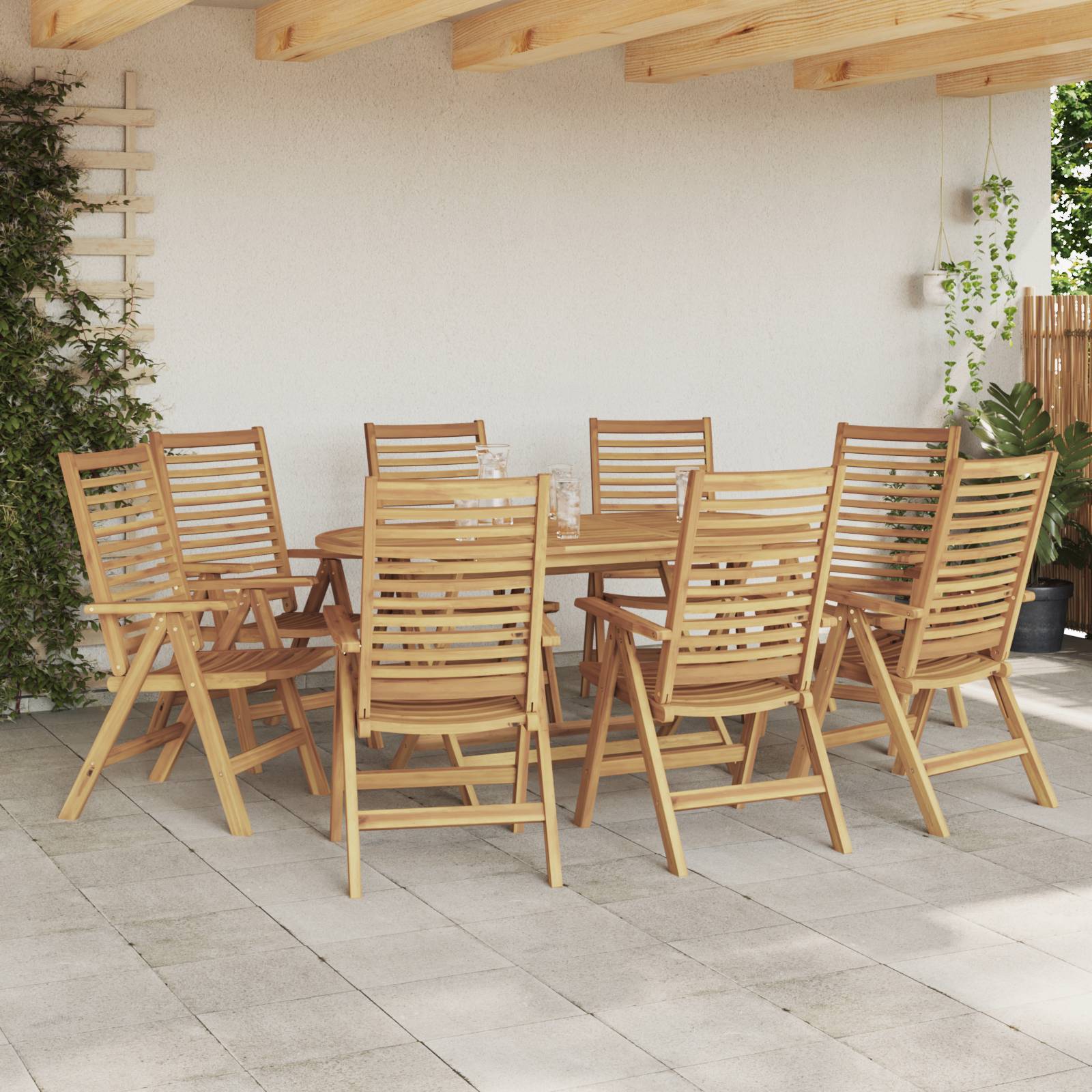 vidaXL Gartenstühle 8 Stk. Klappbar Massivholz Teak