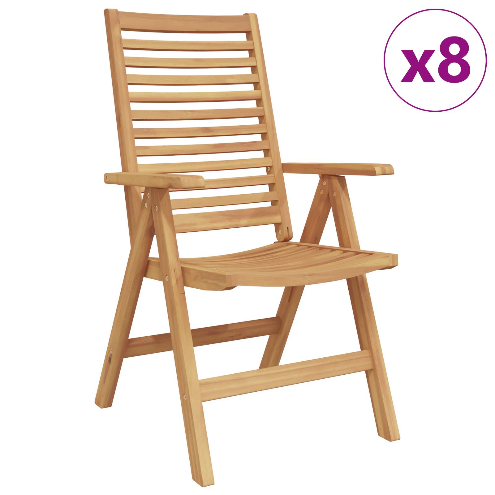 vidaXL Gartenstühle 8 Stk. Klappbar Massivholz Teak