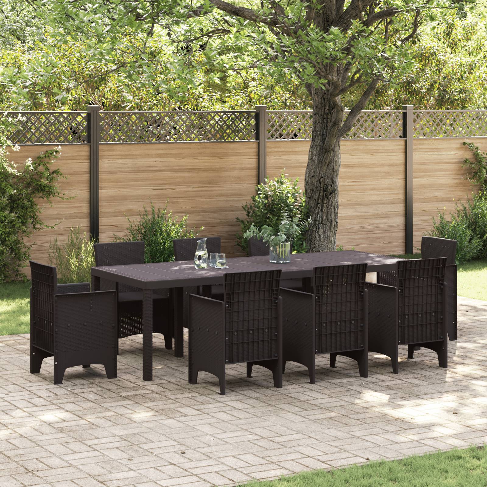vidaXL Gartentisch Braun 250x100x73 cm Poly Rattan