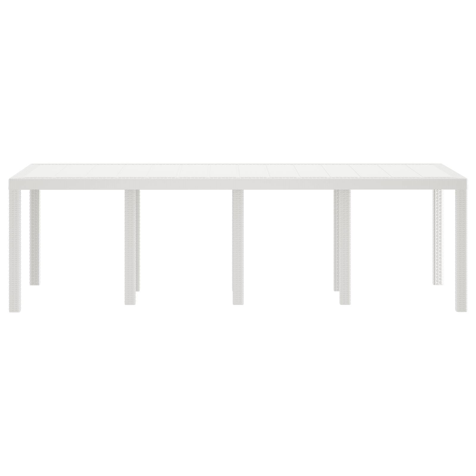 vidaXL Gartentisch Weiß 250x100x73 cm Poly Rattan
