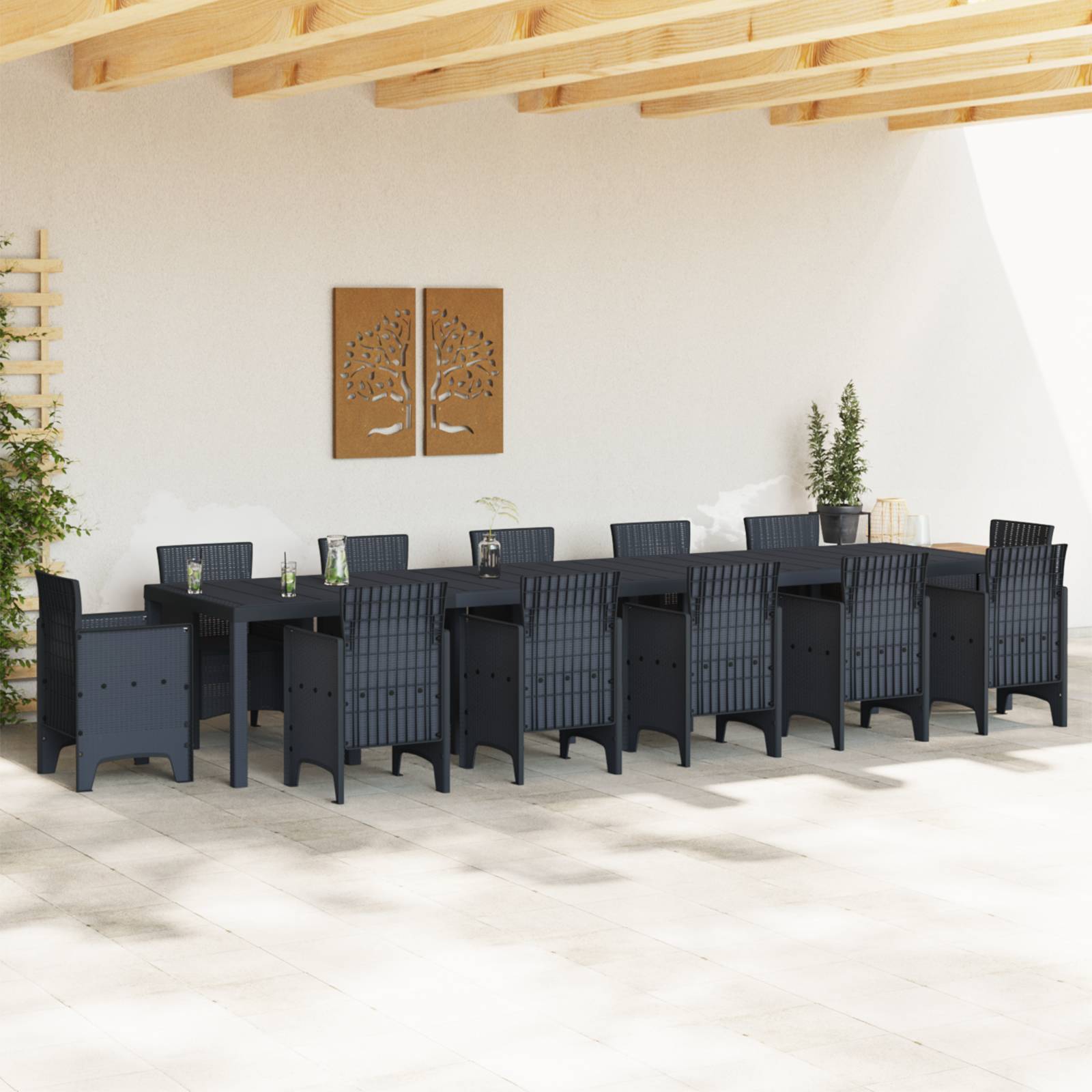 vidaXL Gartentisch Anthrazit 400x100x73 cm Poly Rattan