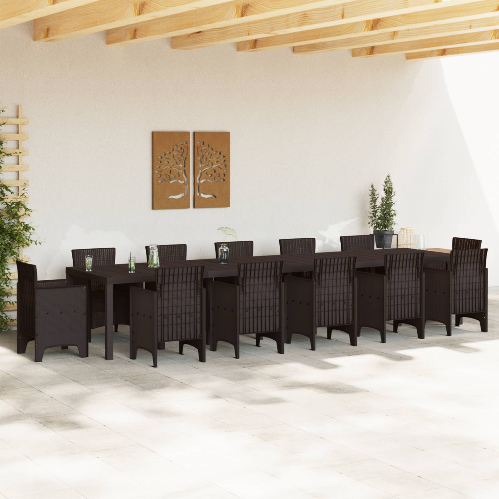 vidaXL Gartentisch Braun 400x100x73 cm Poly Rattan