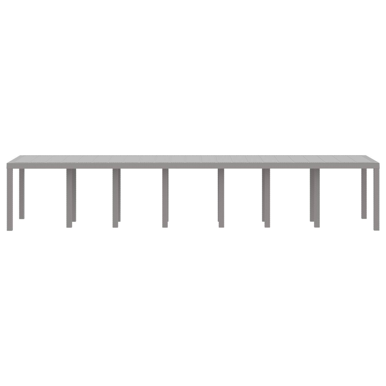 vidaXL Gartentisch Hellgrau 400x100x73 cm Poly Rattan
