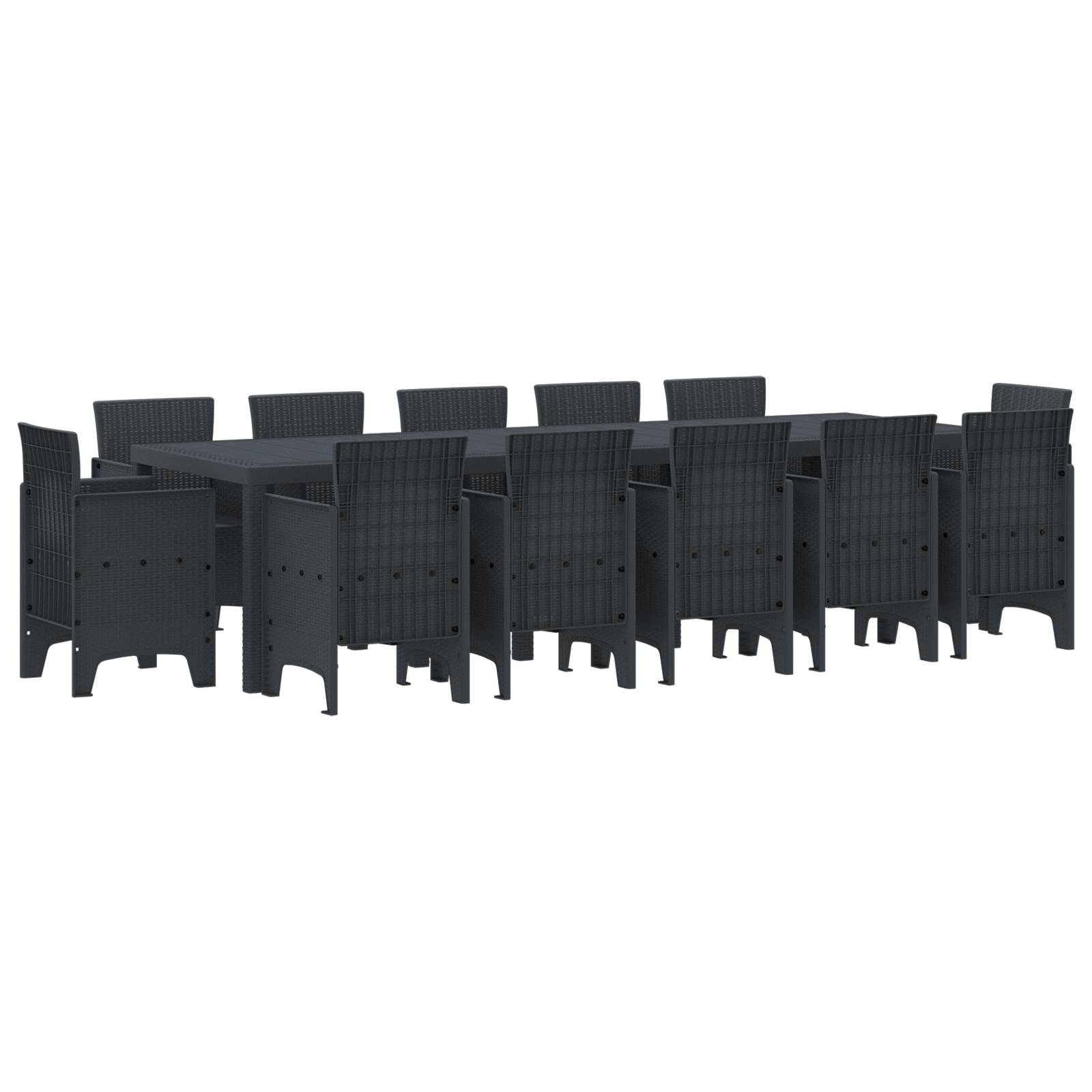 vidaXL 13-teilige Garten-Essgruppe Anthrazit Poly Rattan