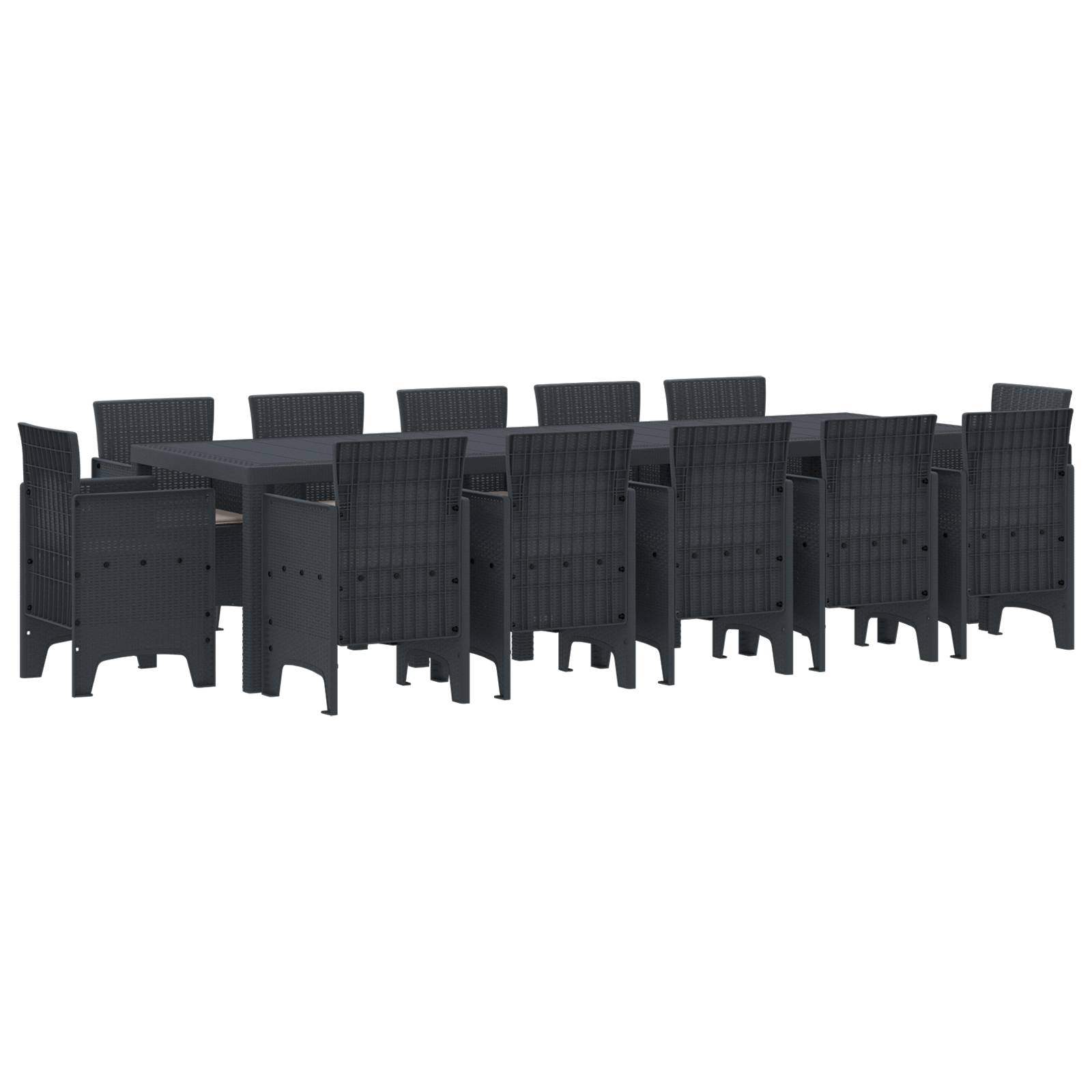 vidaXL 13-teilige Garten Essgruppe mit Kissen Anthrazit Poly-Rattan