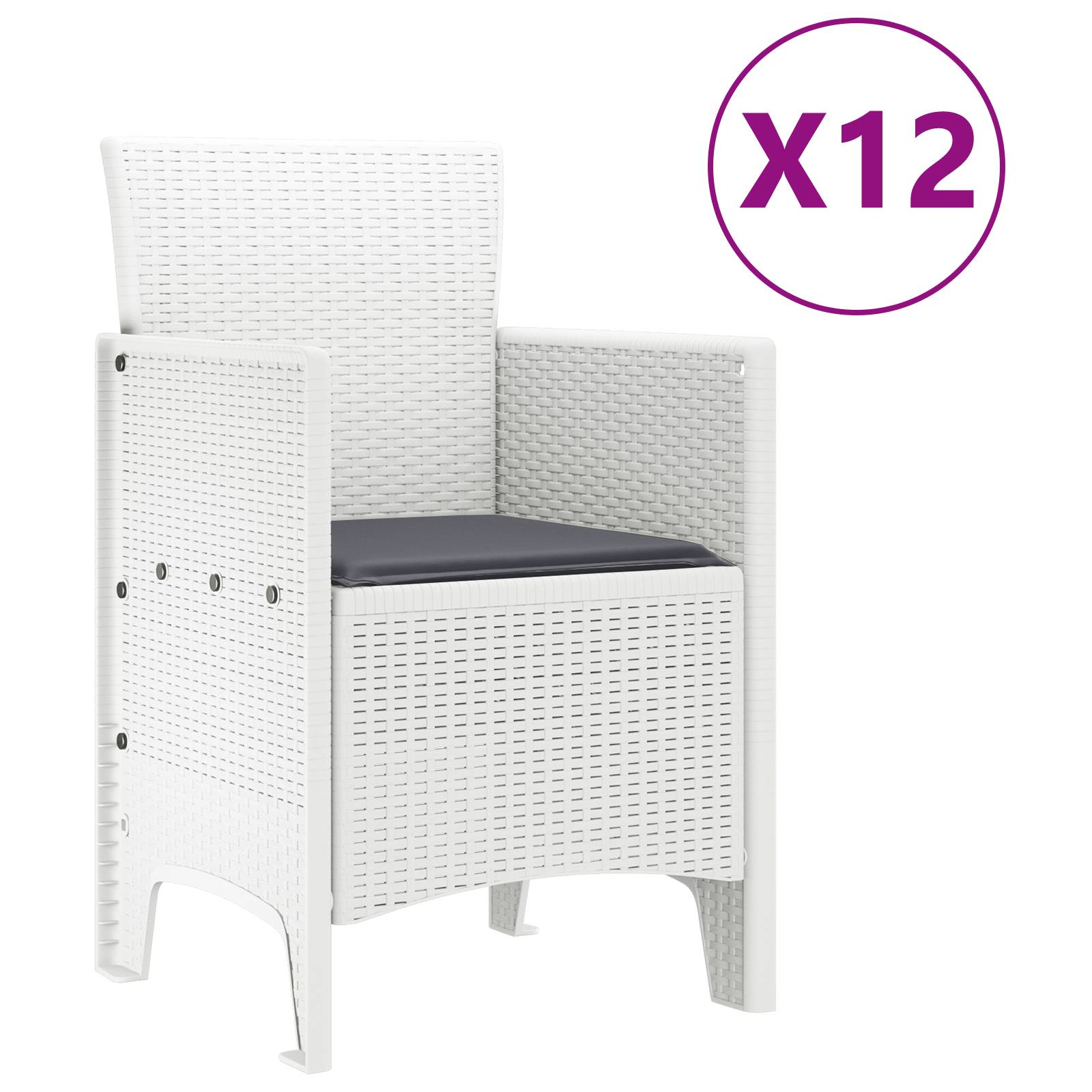 vidaXL 13-teiliges Garten Essset mit Kissen Weiß Poly-Rattan