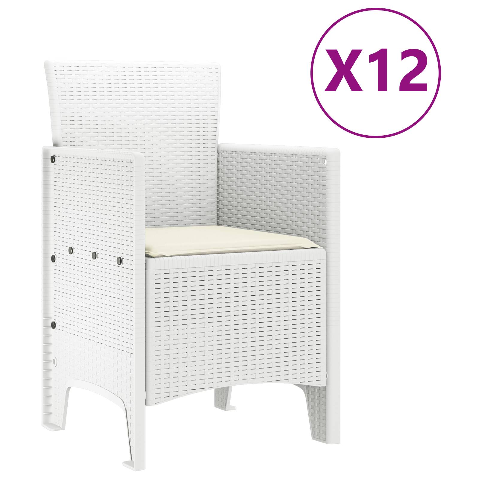 vidaXL 13-teiliges Garten Esstisch Set mit Kissen Weiß Poly-Rattan
