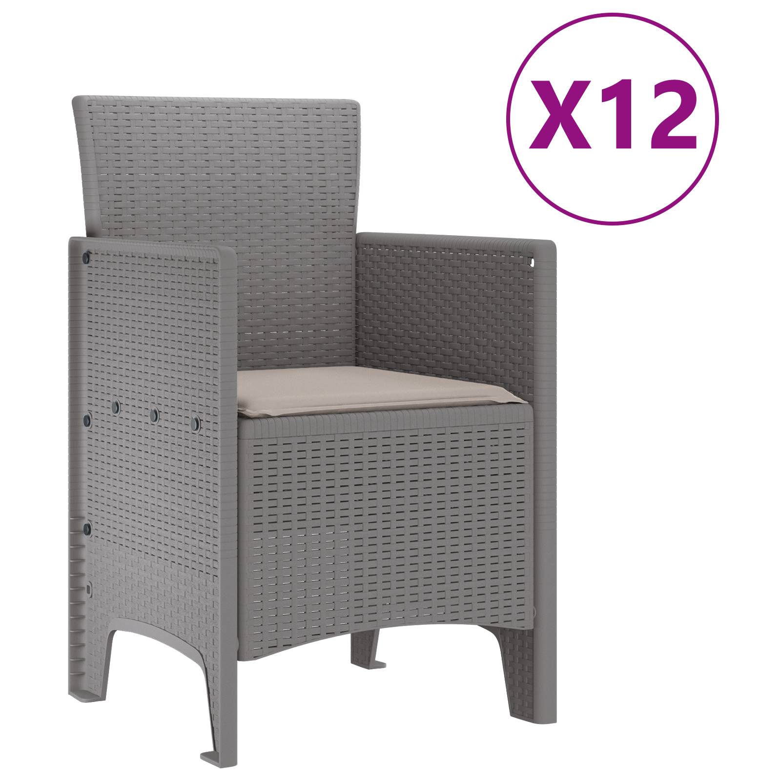 vidaXL 13-teilige Garten-Esstischset mit Kissen Hellgrau Poly-Rattan