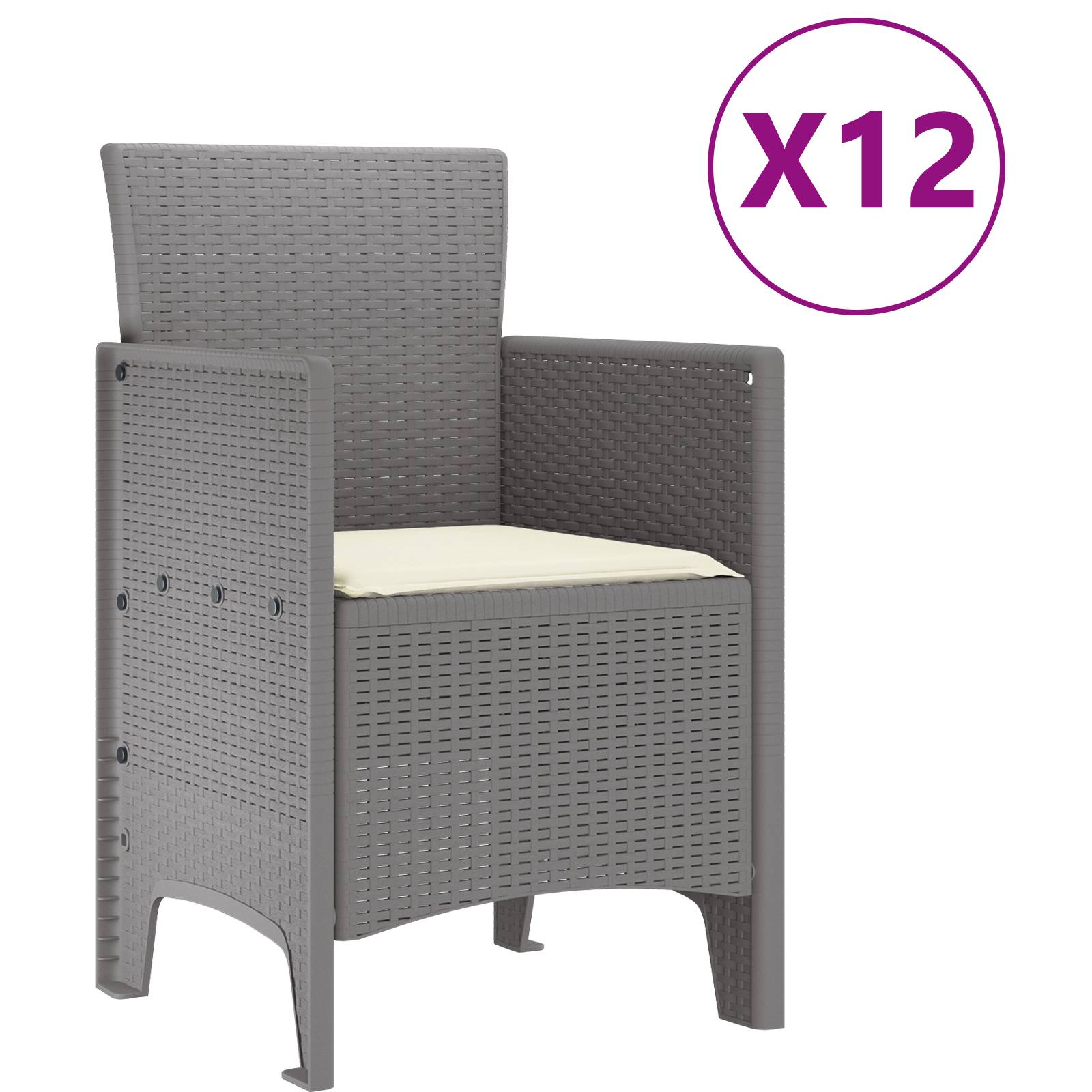 vidaXL 13-teilige Garten-Essgruppe mit Kissen Hellgrau Poly-Rattan
