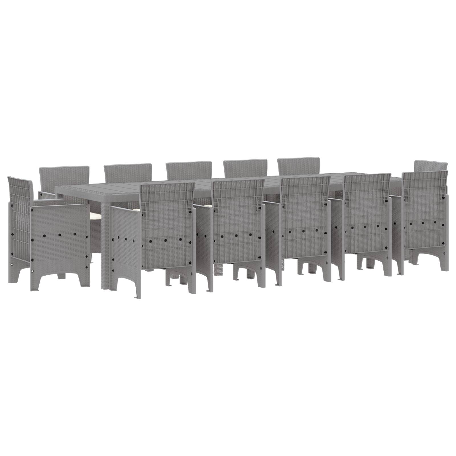 vidaXL 13-teilige Garten-Essgruppe mit Kissen Hellgrau Poly-Rattan