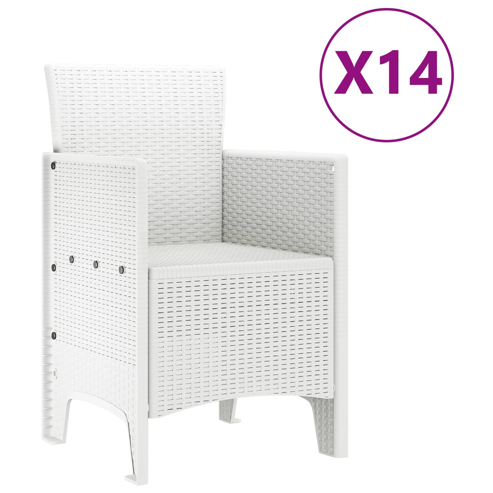 vidaXL 15 Teile Garten Essgruppe Weiß Poly-Rattan