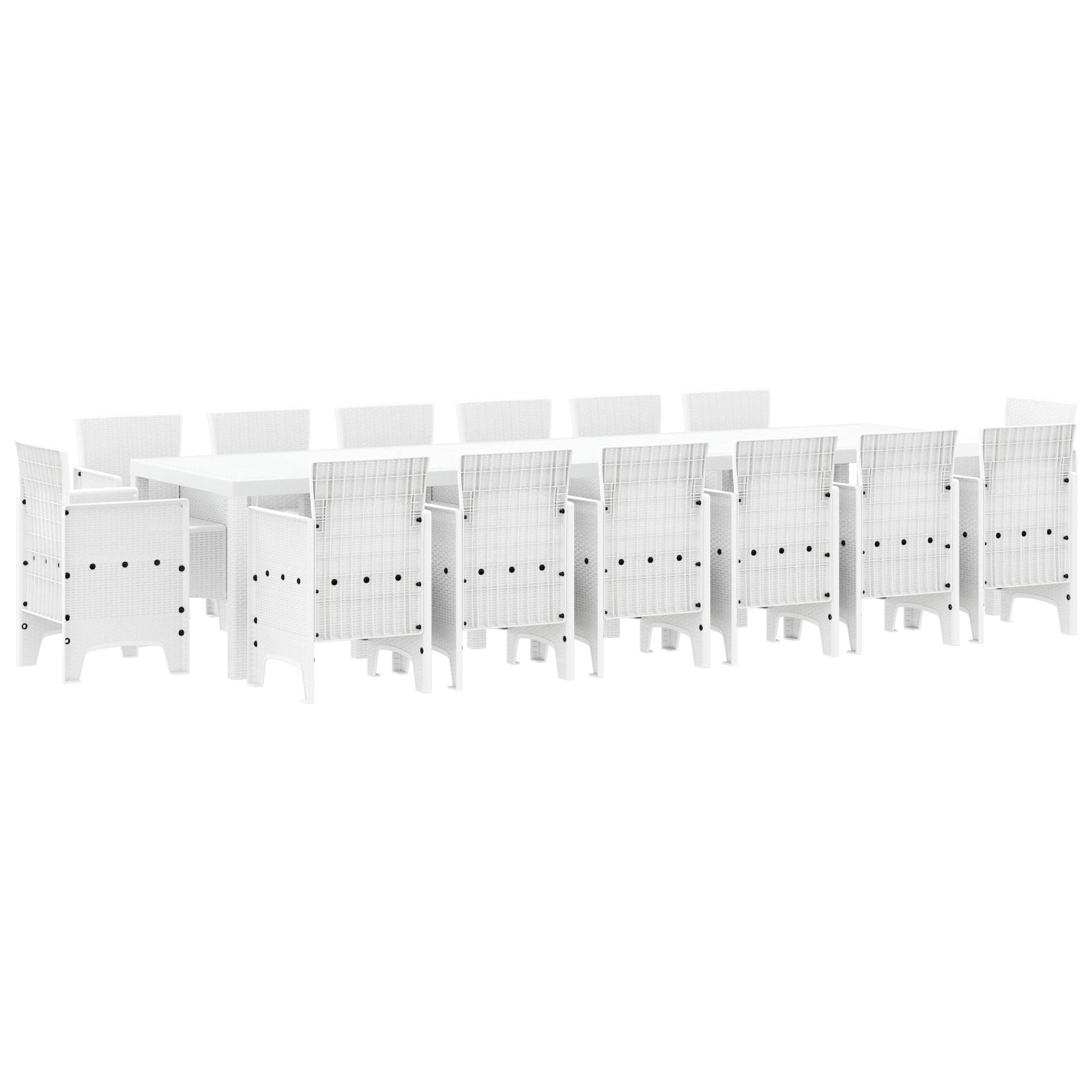 vidaXL 15 Teile Garten Essgruppe Weiß Poly-Rattan