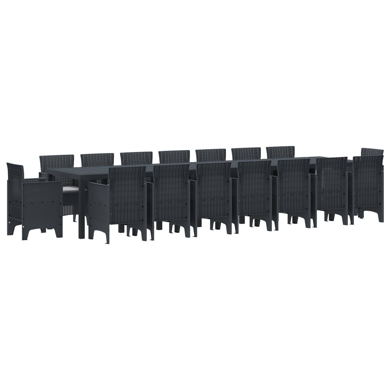 vidaXL 17-teiliges Garten Essset mit Kissen Anthrazit Poly-Rattan