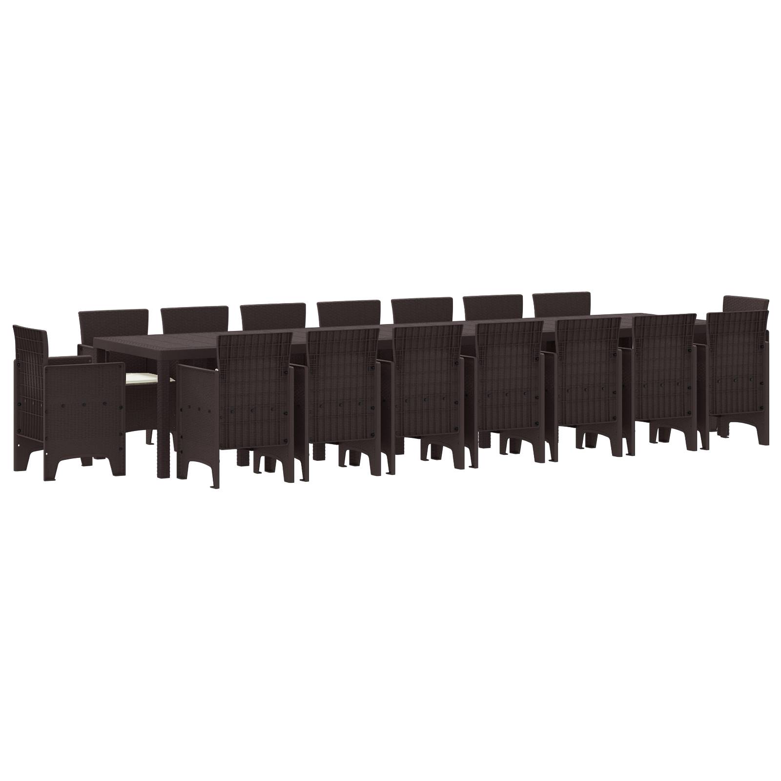 vidaXL 17-teiliger Garten-Essbereich mit Kissen Braun Poly-Rattan