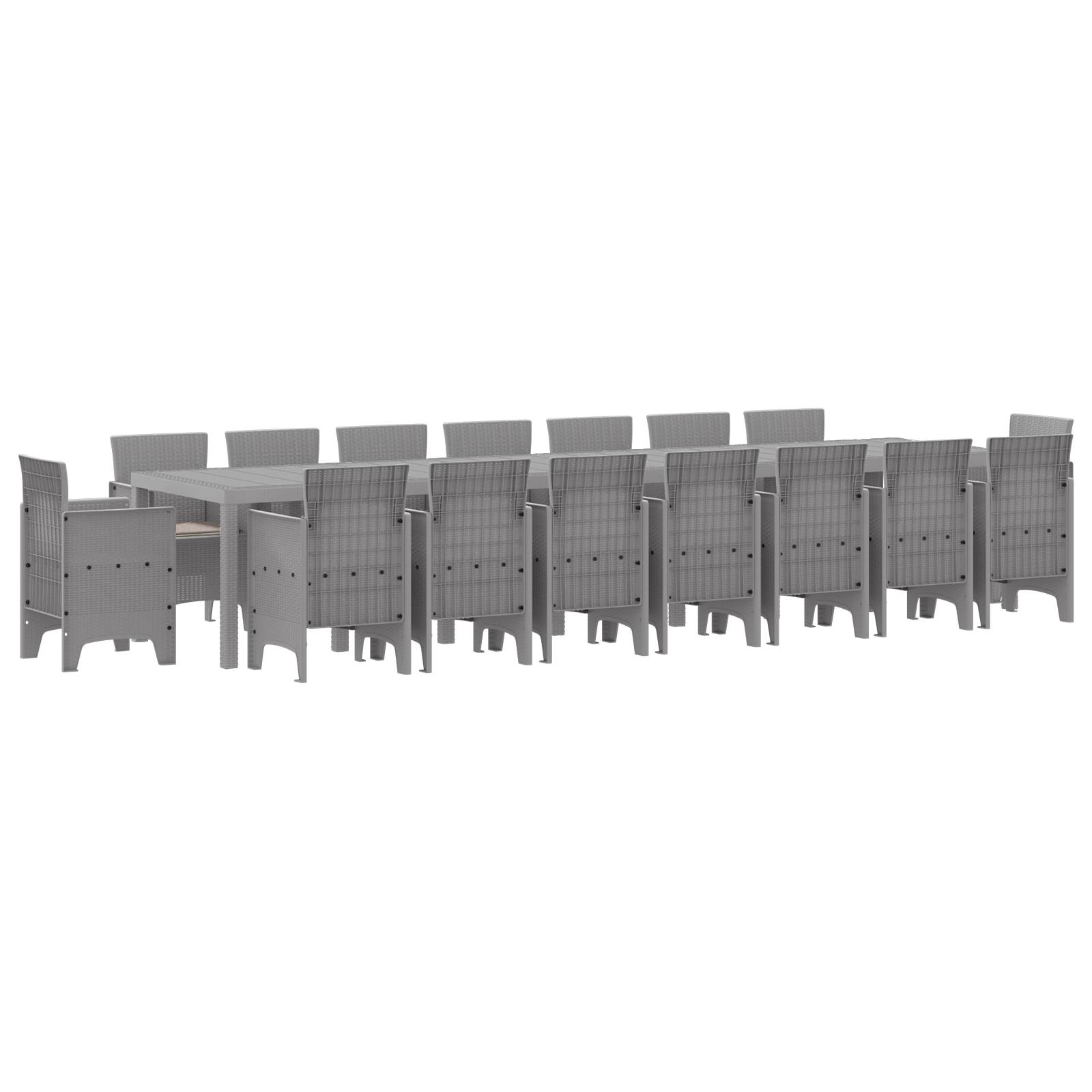 vidaXL 17-teiliges Garten Essset mit Kissen hellgrau Poly-Rattan