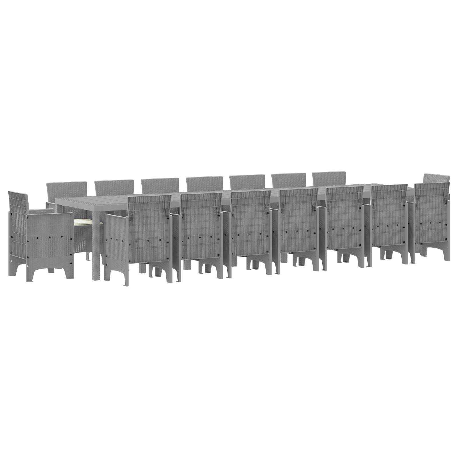 vidaXL 17-teiliges Garten Essgruppen Set mit Kissen Hellgrau Poly Rattan