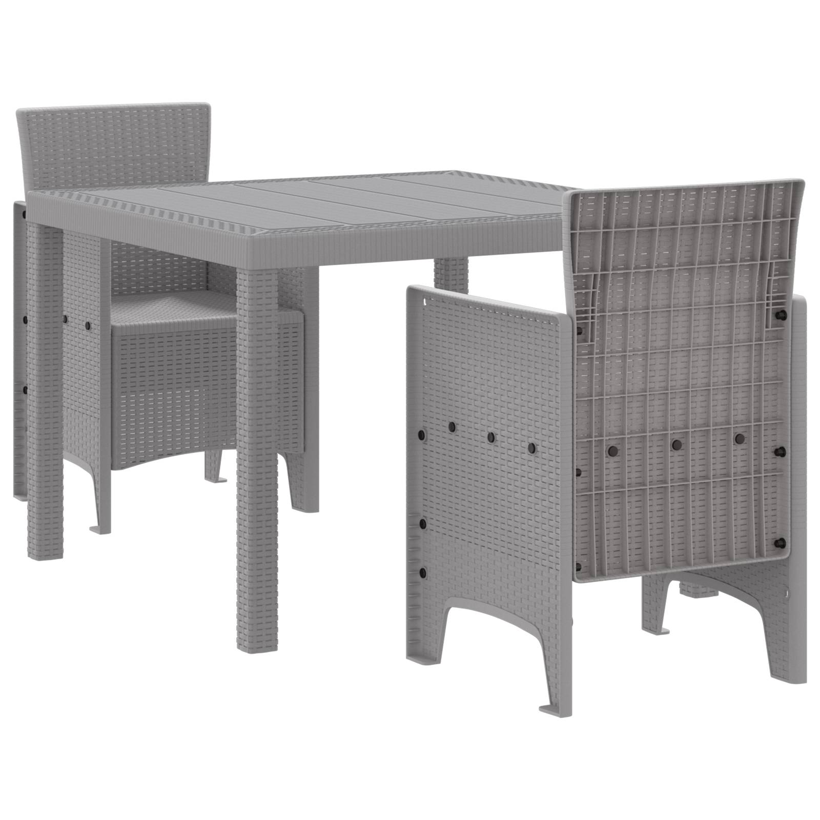 vidaXL 3-tlg. Garten-Essgruppe Hellgrau Poly Rattan