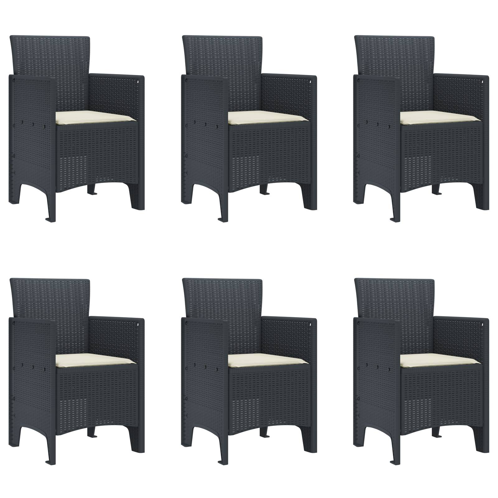 vidaXL 7-teilige Garten Essgruppe mit Kissen Anthrazit Poly Rattan