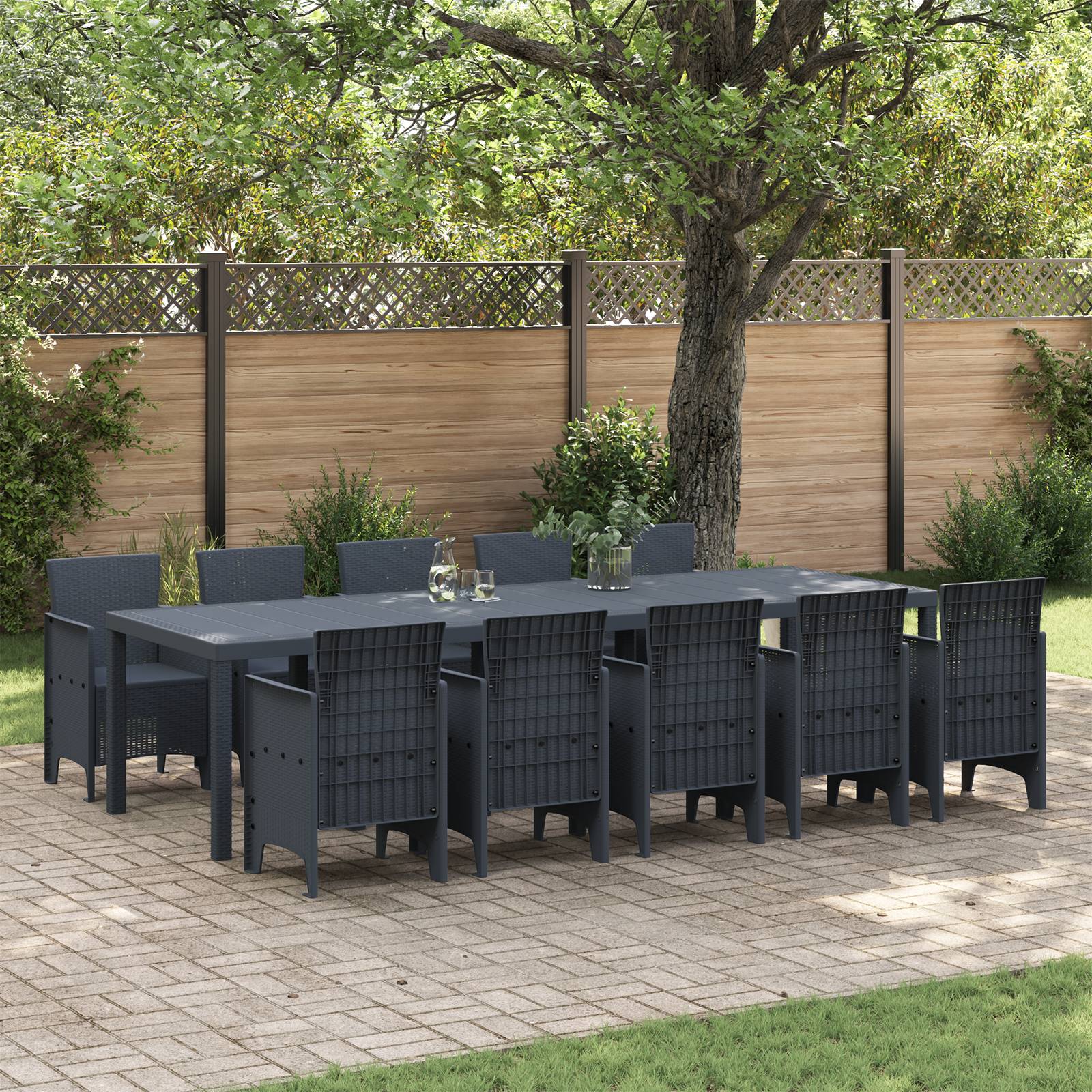 vidaXL 11-teiliges Garten Essset Anthrazit Poly-Rattan