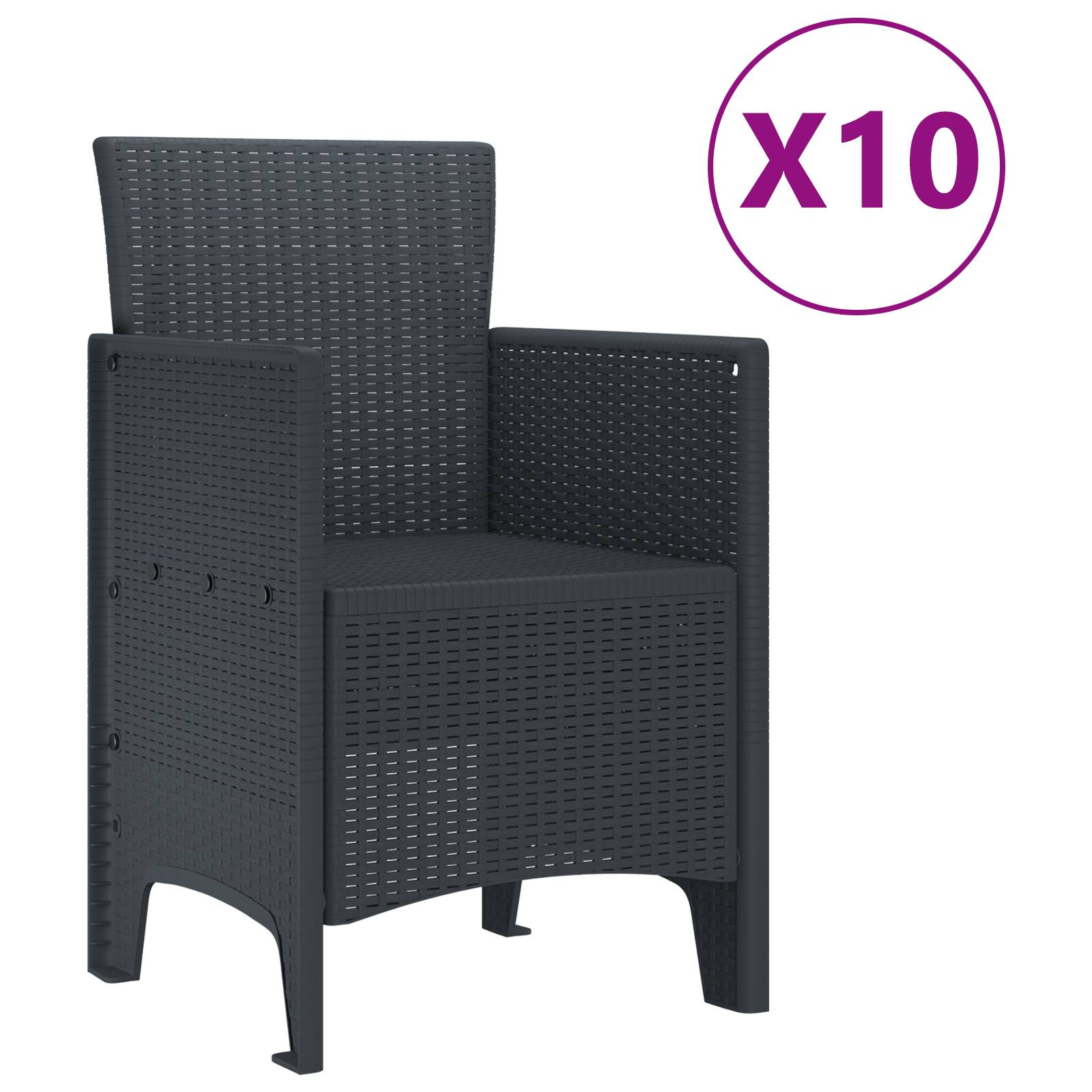 vidaXL 11-teiliges Garten Essset Anthrazit Poly-Rattan