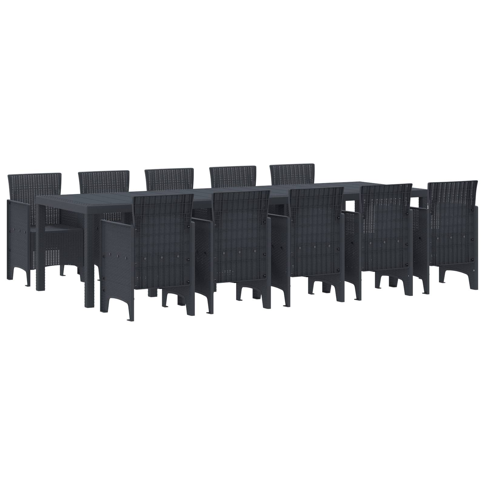 vidaXL 11-teiliges Garten Essset Anthrazit Poly-Rattan
