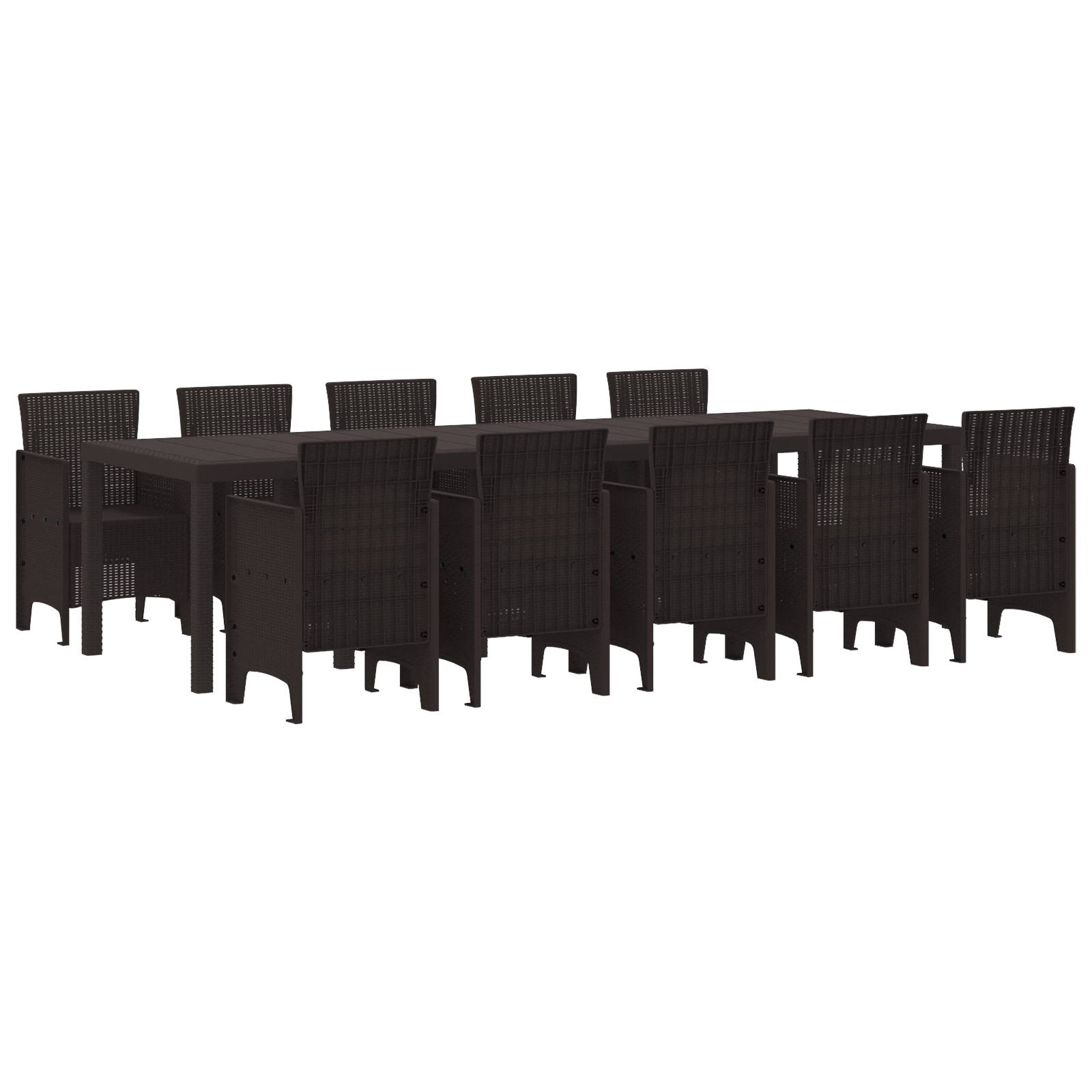 vidaXL 11-teiliges Gartentischset aus braunem Poly-Rattan