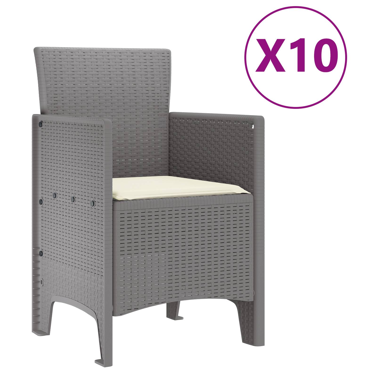 vidaXL 11-teilige Garten-Essgruppe mit Kissen Hellgrau Poly-Rattan