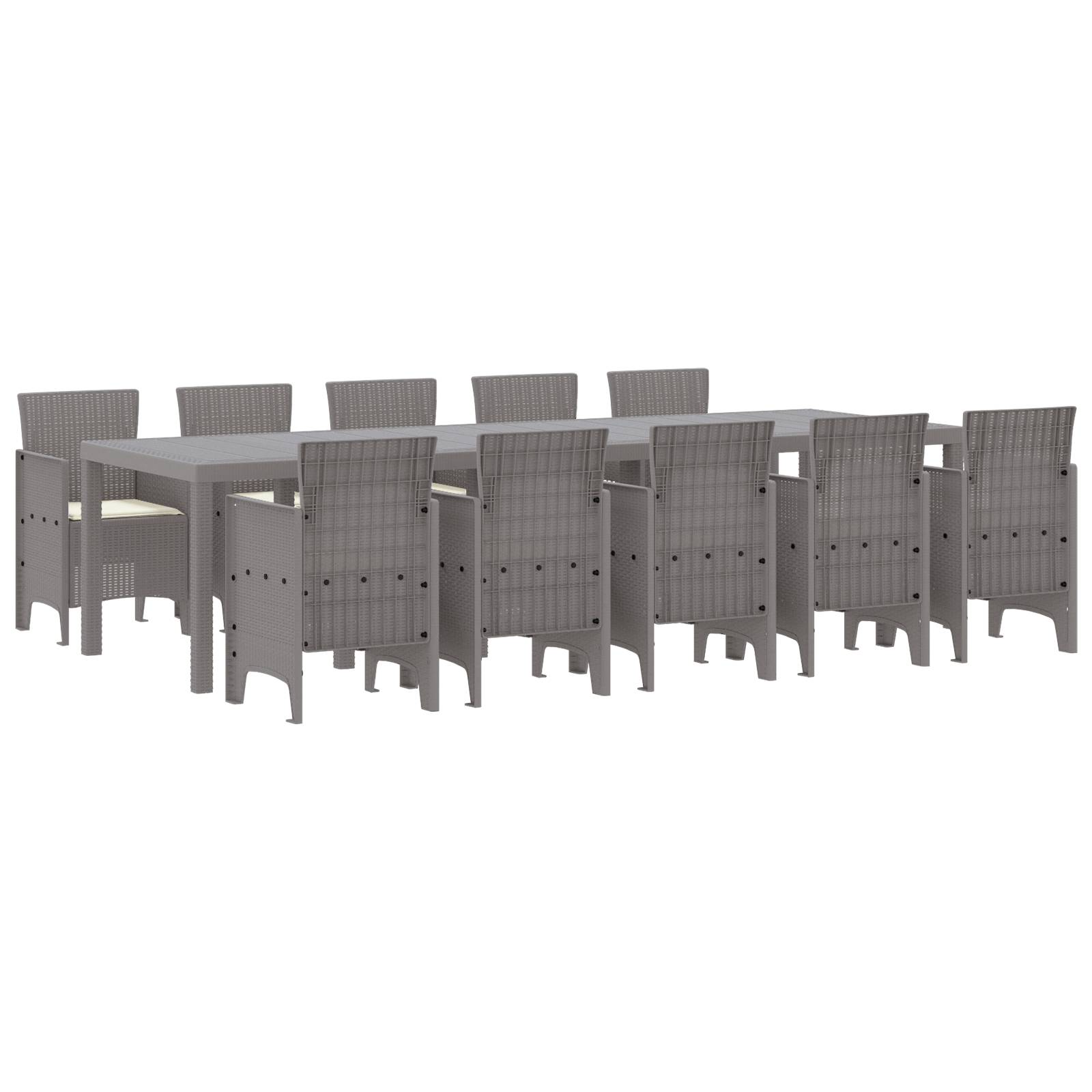 vidaXL 11-teilige Garten-Essgruppe mit Kissen Hellgrau Poly-Rattan