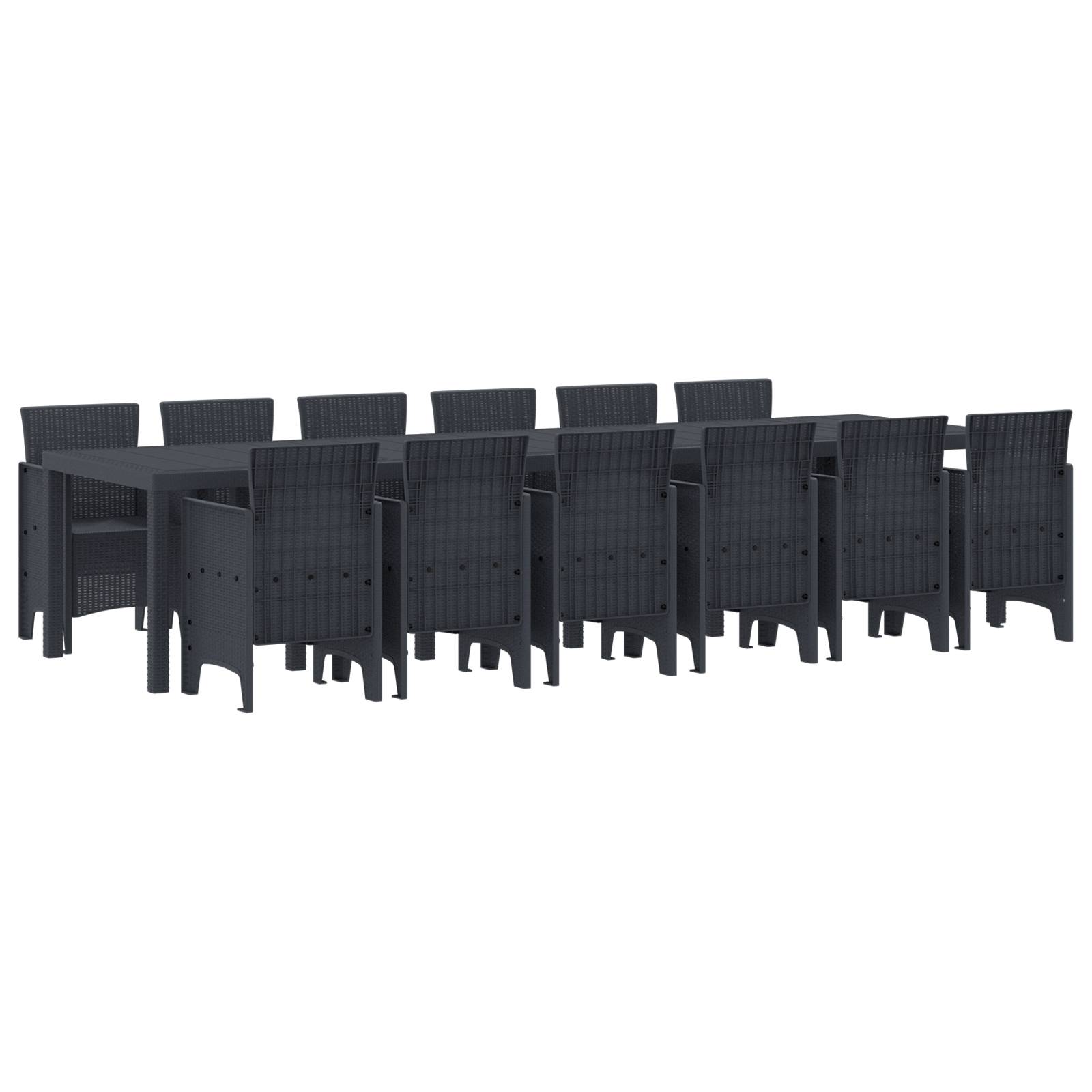 vidaXL 13-teiliges Garten Essset Anthrazit Poly-Rattan