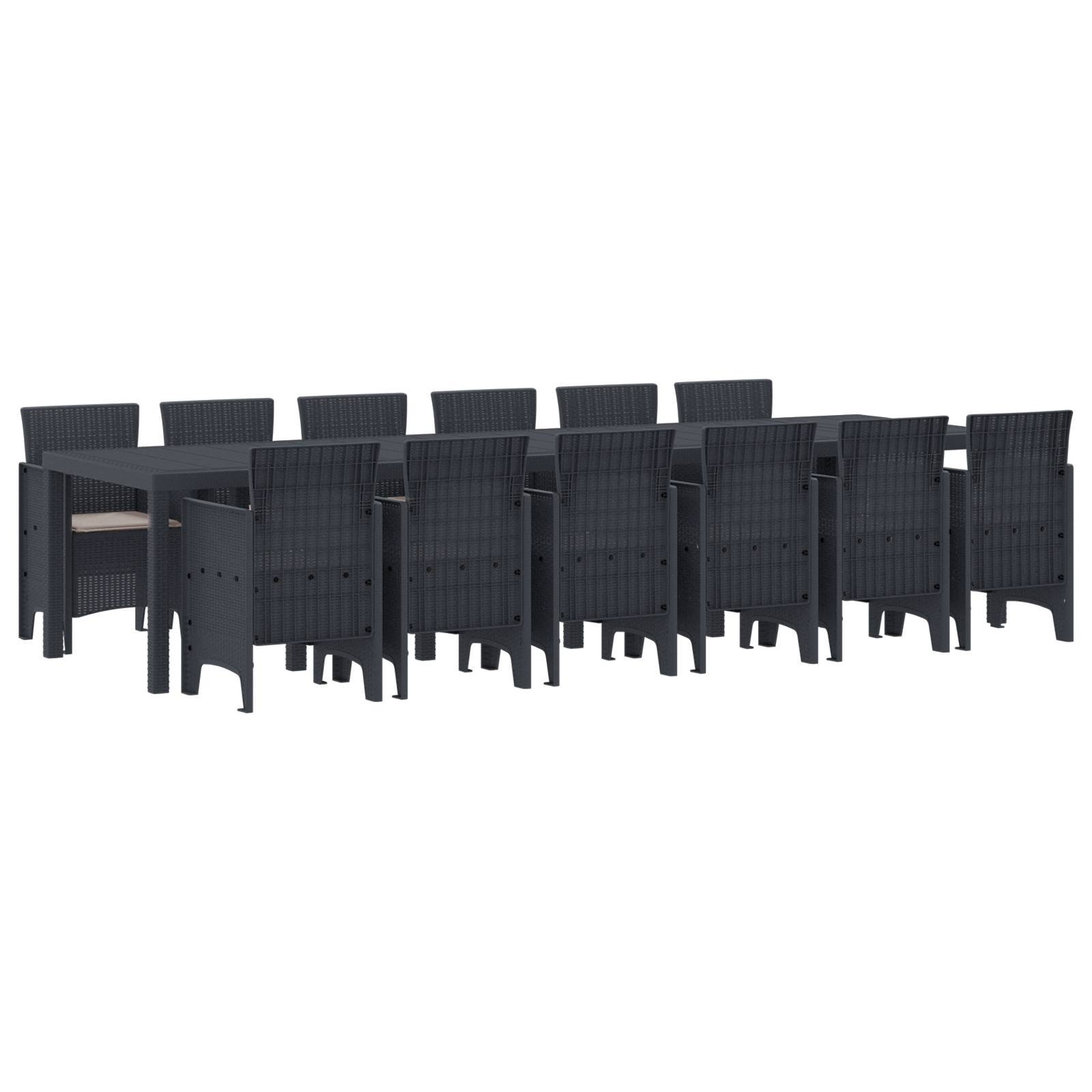 vidaXL 13-teiliges Garten-Essset mit Kissen Anthrazit Poly-Rattan