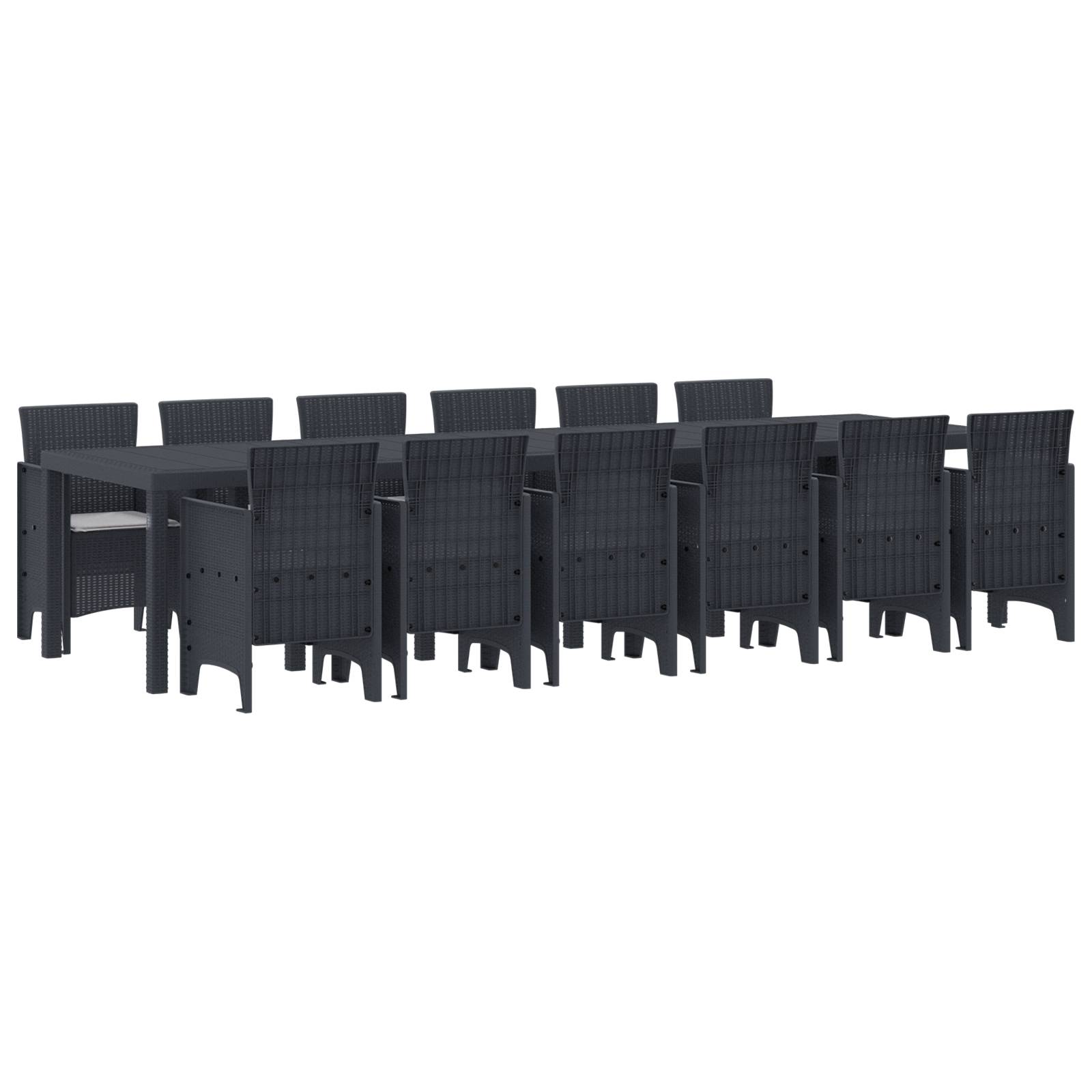 vidaXL 13-teiliges Garten Essset mit Kissen Anthrazit Poly-Rattan
