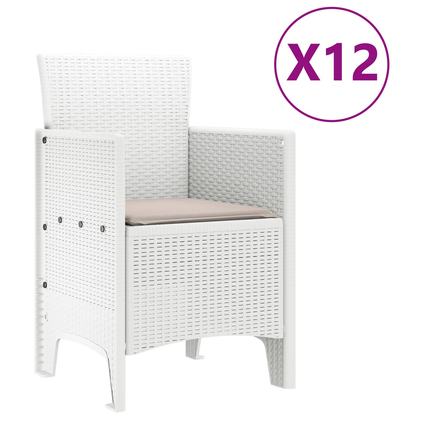 vidaXL 13-teiliges Garten Essset mit Kissen Weiß Poly-Rattan